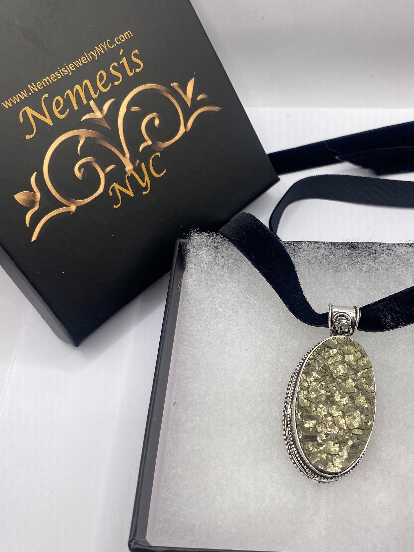 Vintage Silver Genuine Pyrite druzy Dangle Pendant Necklace