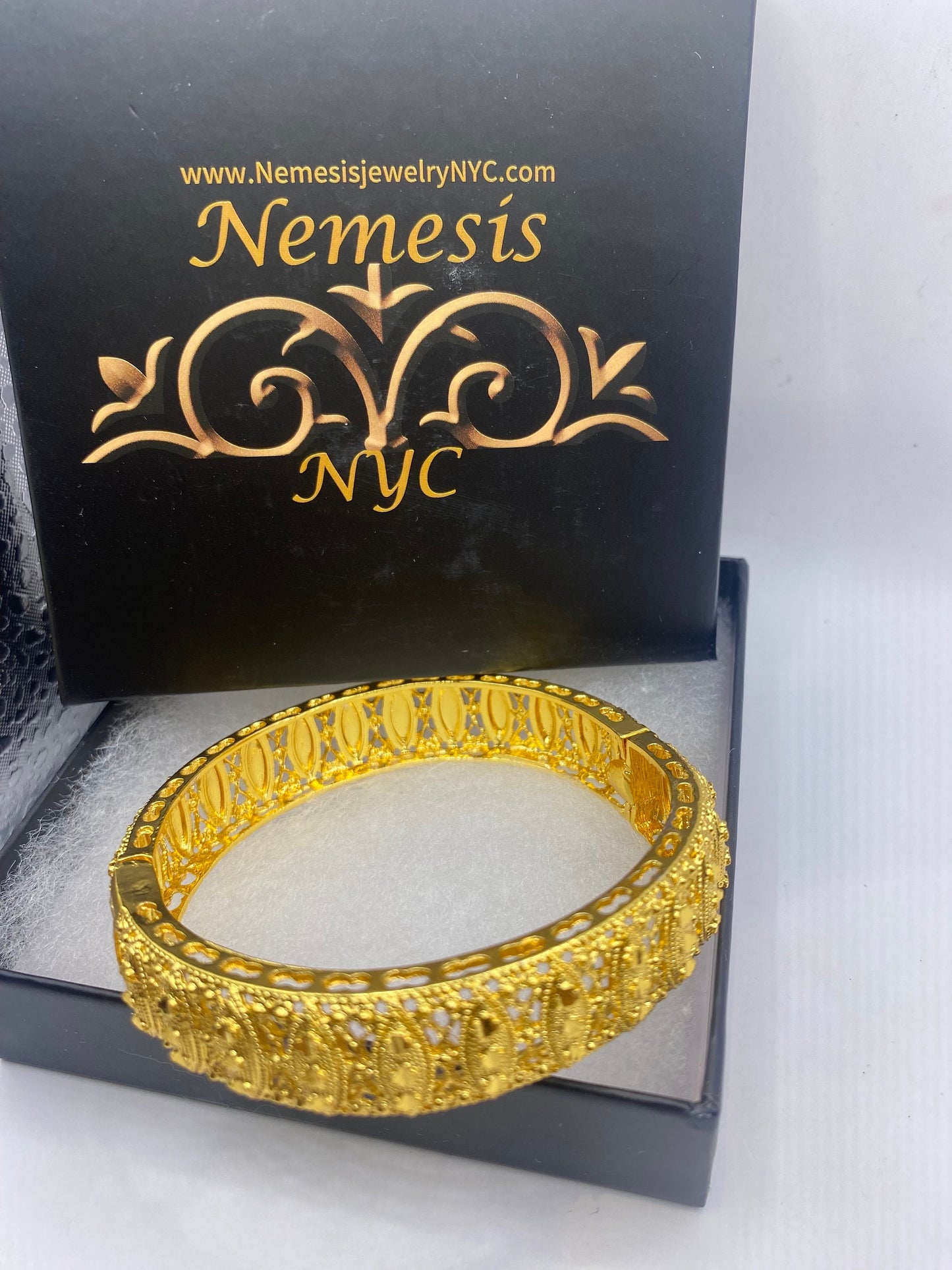 Vintage Bangle Bracelet Golden Bronze filigree