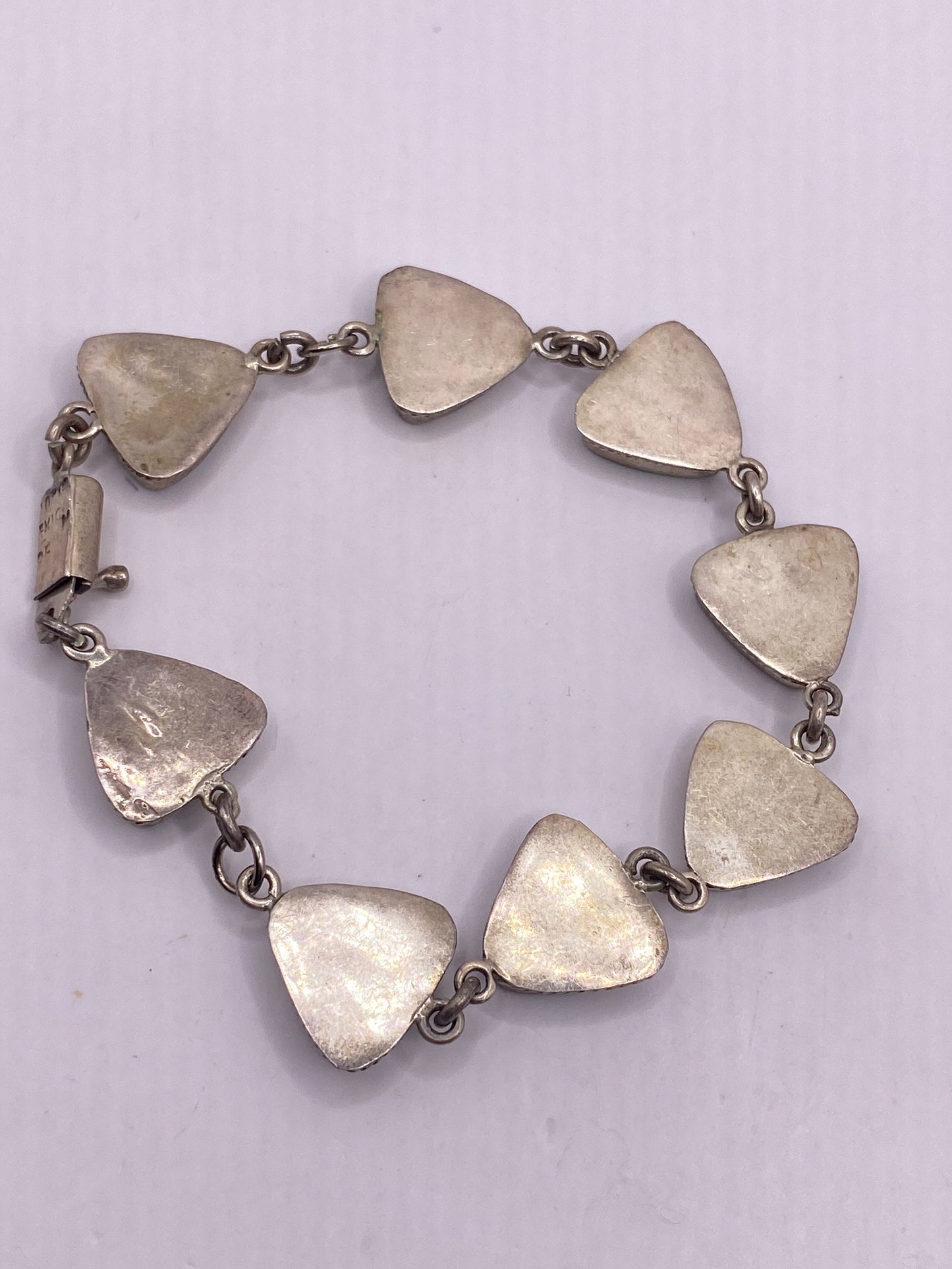 Vintage Mixed Gemstone 925 Sterling Silver Tennis Bracelet