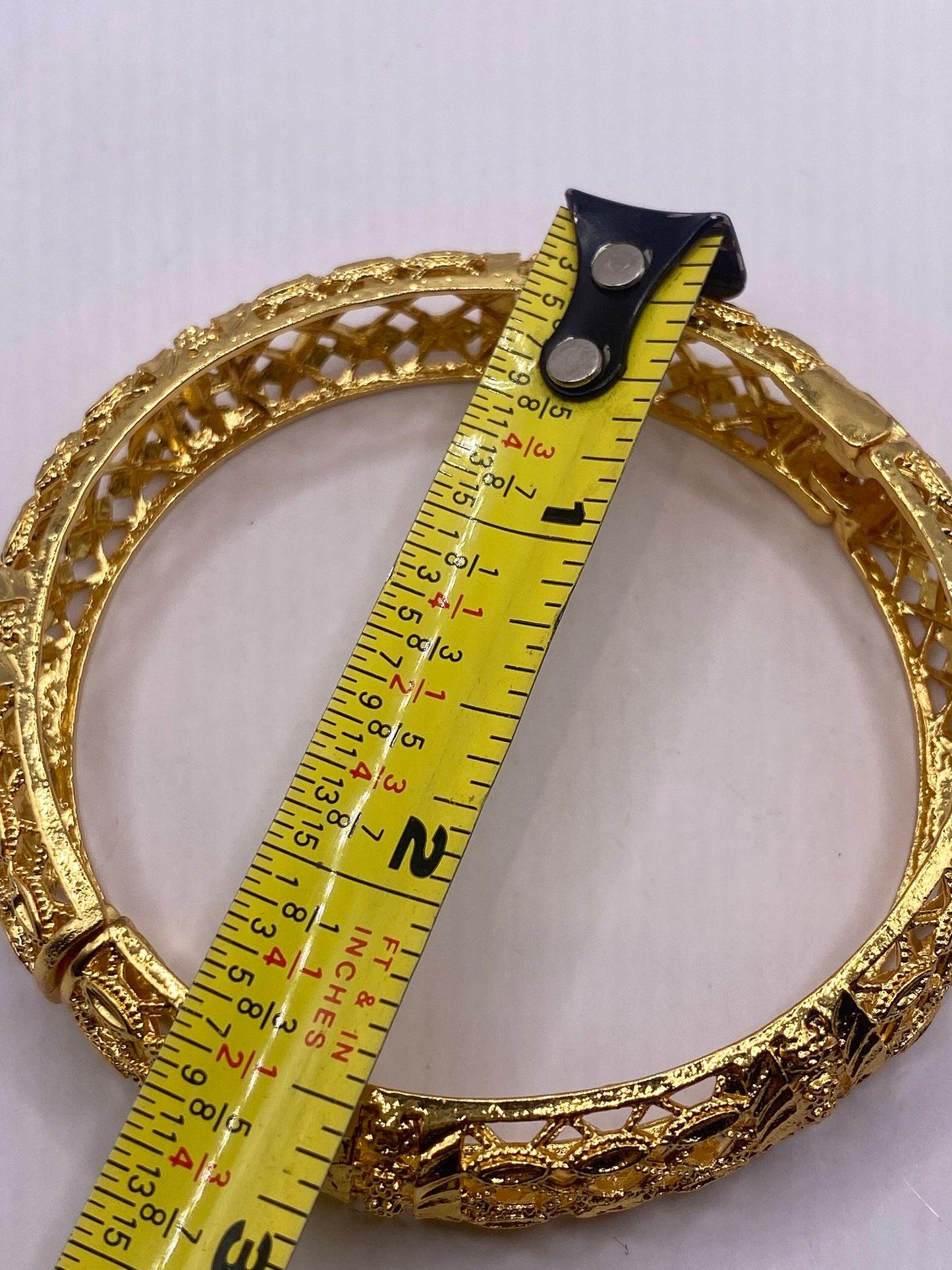 Vintage Bangle Bracelet Golden Bronze filigree