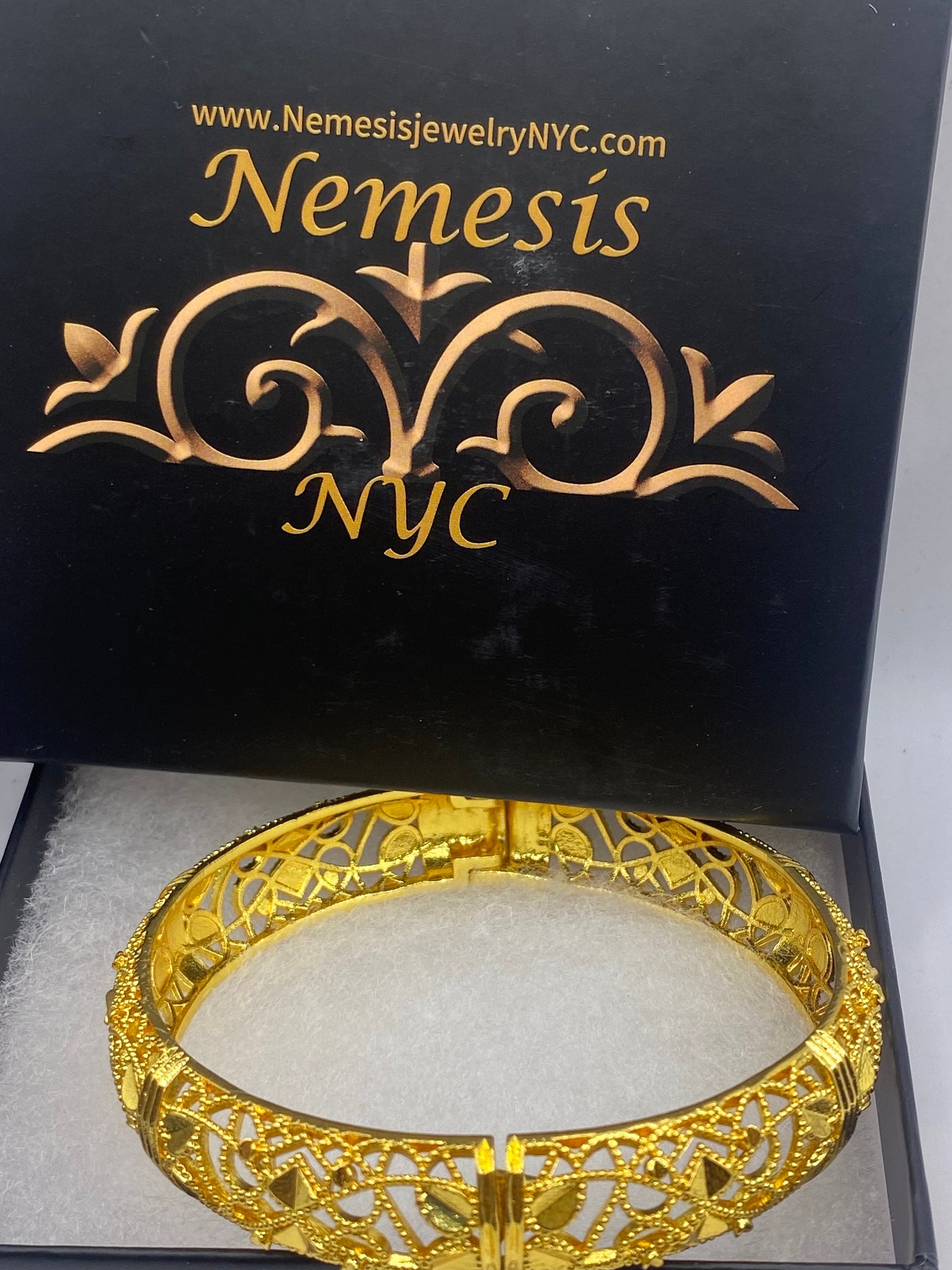 Vintage Bangle Bracelet Golden Bronze filigree