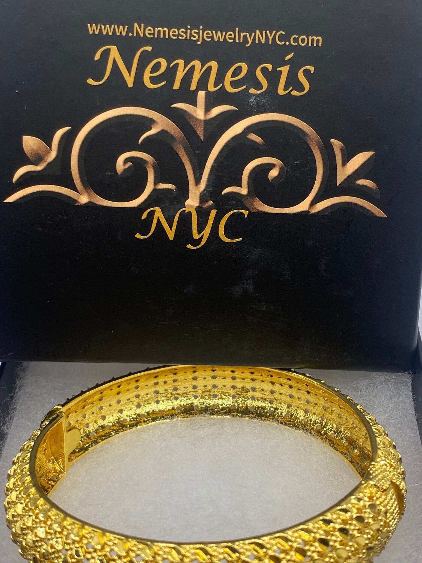 Vintage Bangle Bracelet Golden Bronze filigree