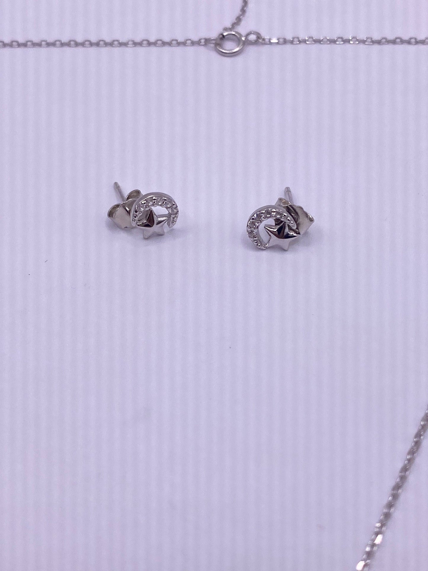 Vintage Islam Muslim moon and star amulet earring necklace set 925 sterling silver