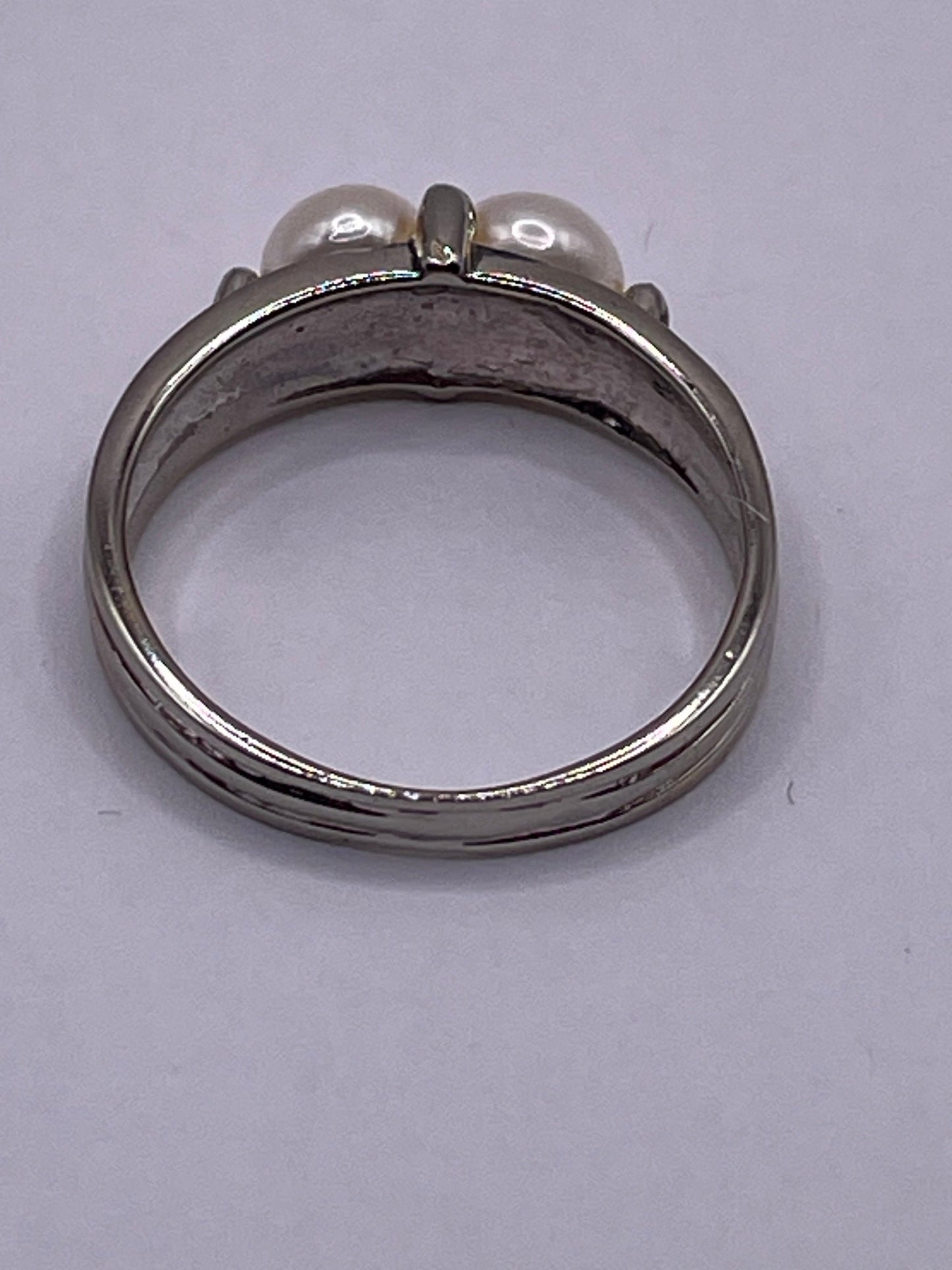 Vintage Cultured Pearl 925 Sterling Silver Ring