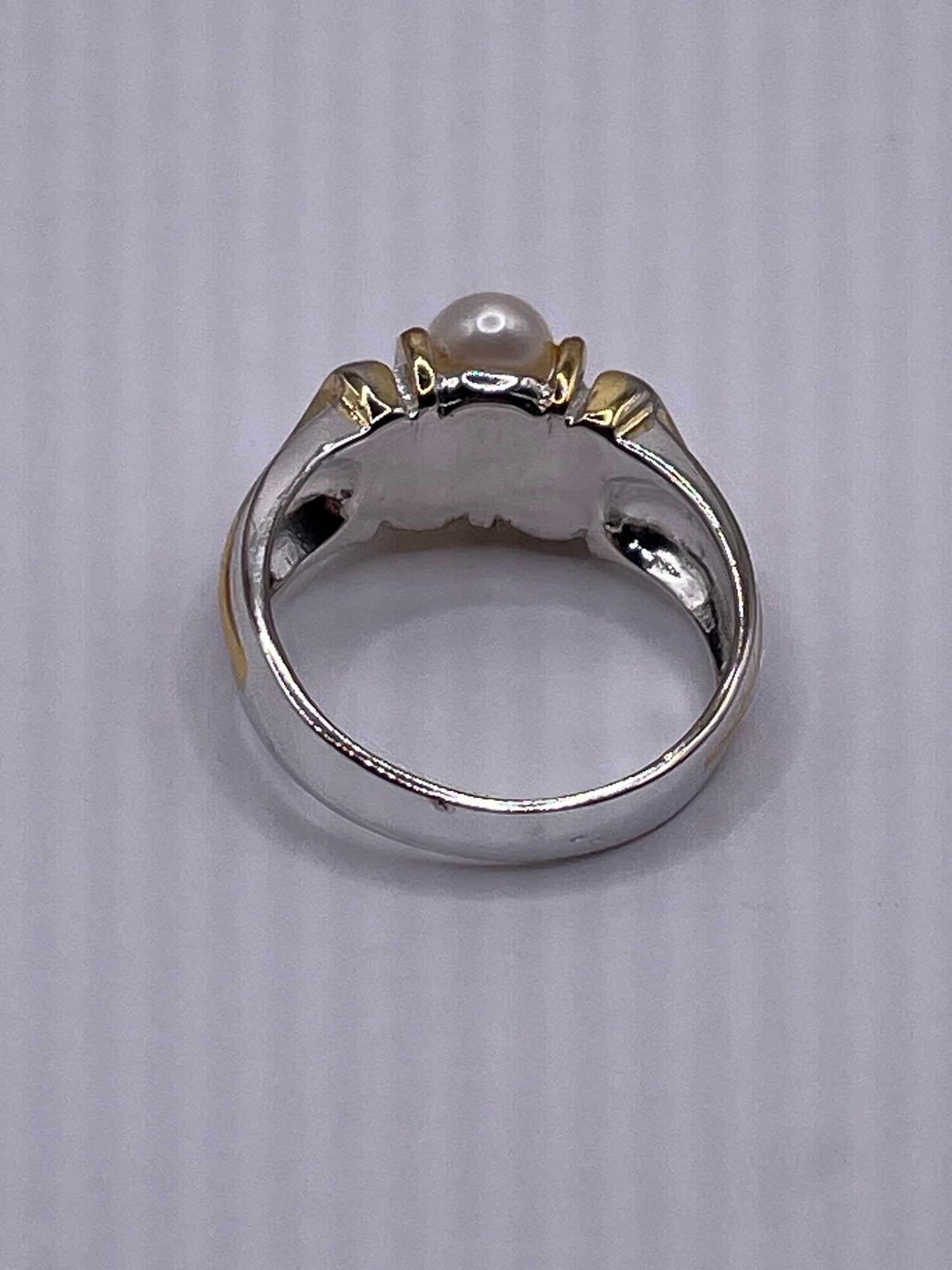 Vintage Cultured Pearl 925 Sterling Silver Ring