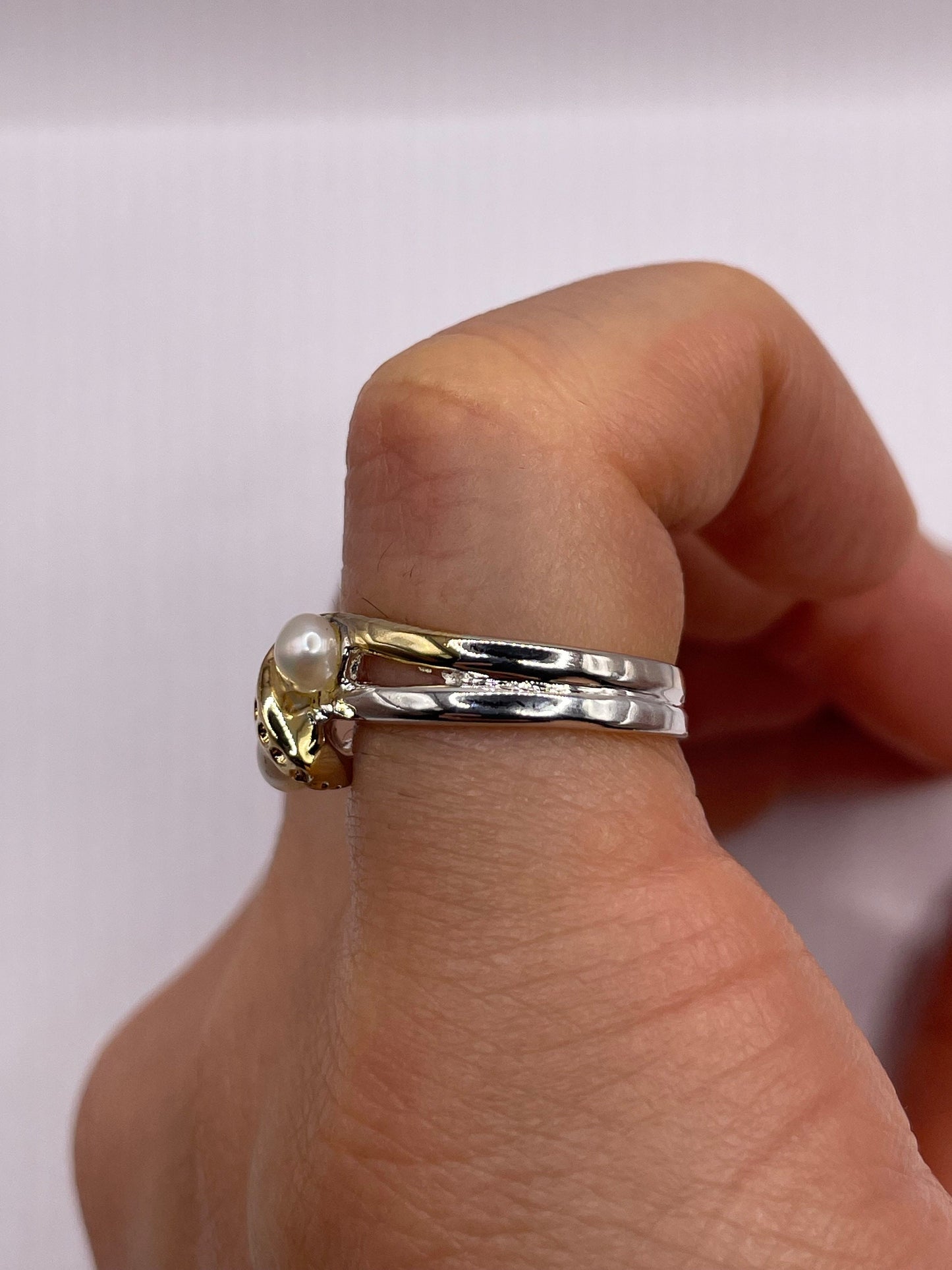 Vintage Cultured Pearl 925 Sterling Silver Ring