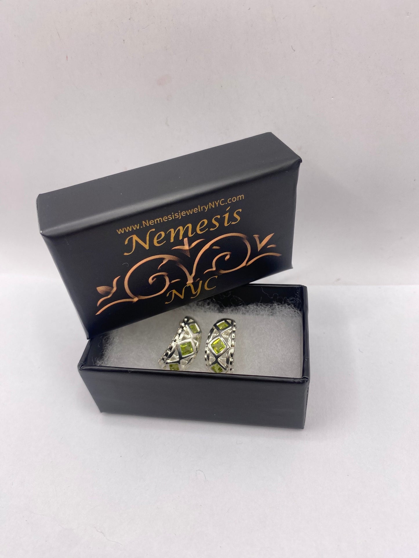 Vintage 925 Sterling Silver Genuine Green Peridot Earrings