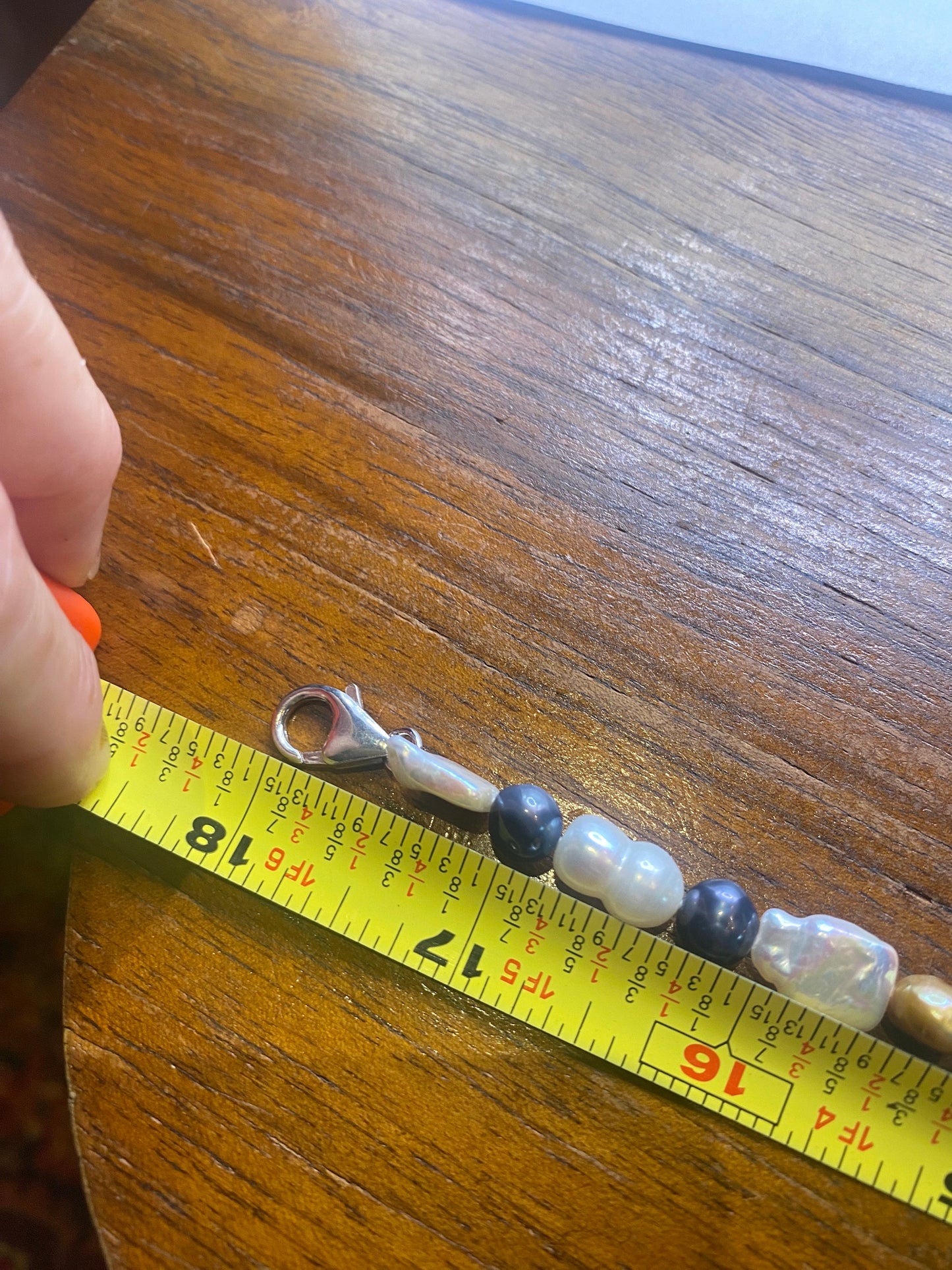 Vintage Cream Pink Pearl 18 in Necklace