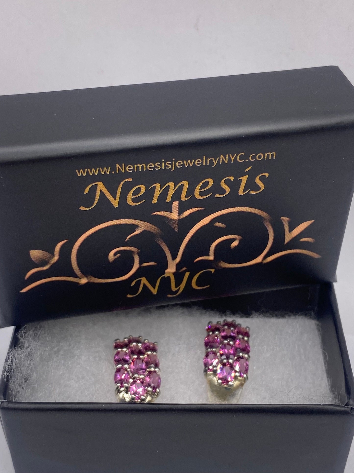 Vintage 925 Sterling Silver Red Tourmaline Earrings