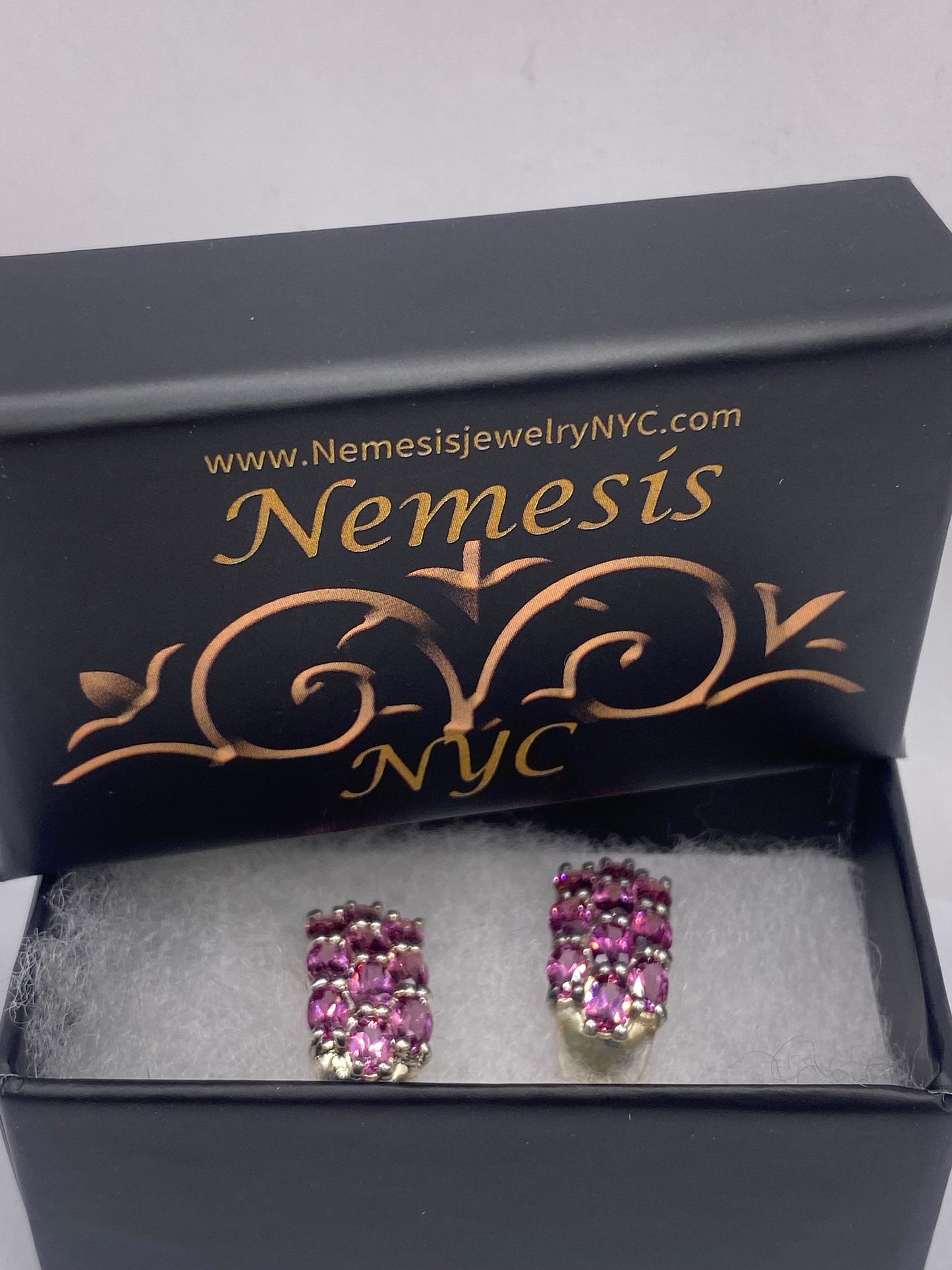 Vintage 925 Sterling Silver Red Tourmaline Earrings