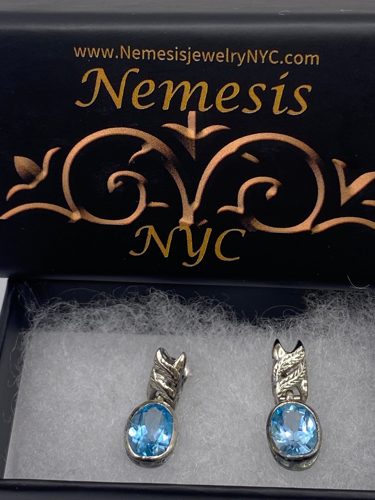 Vintage Blue Topaz 925 Sterling Silver Drop Earrings