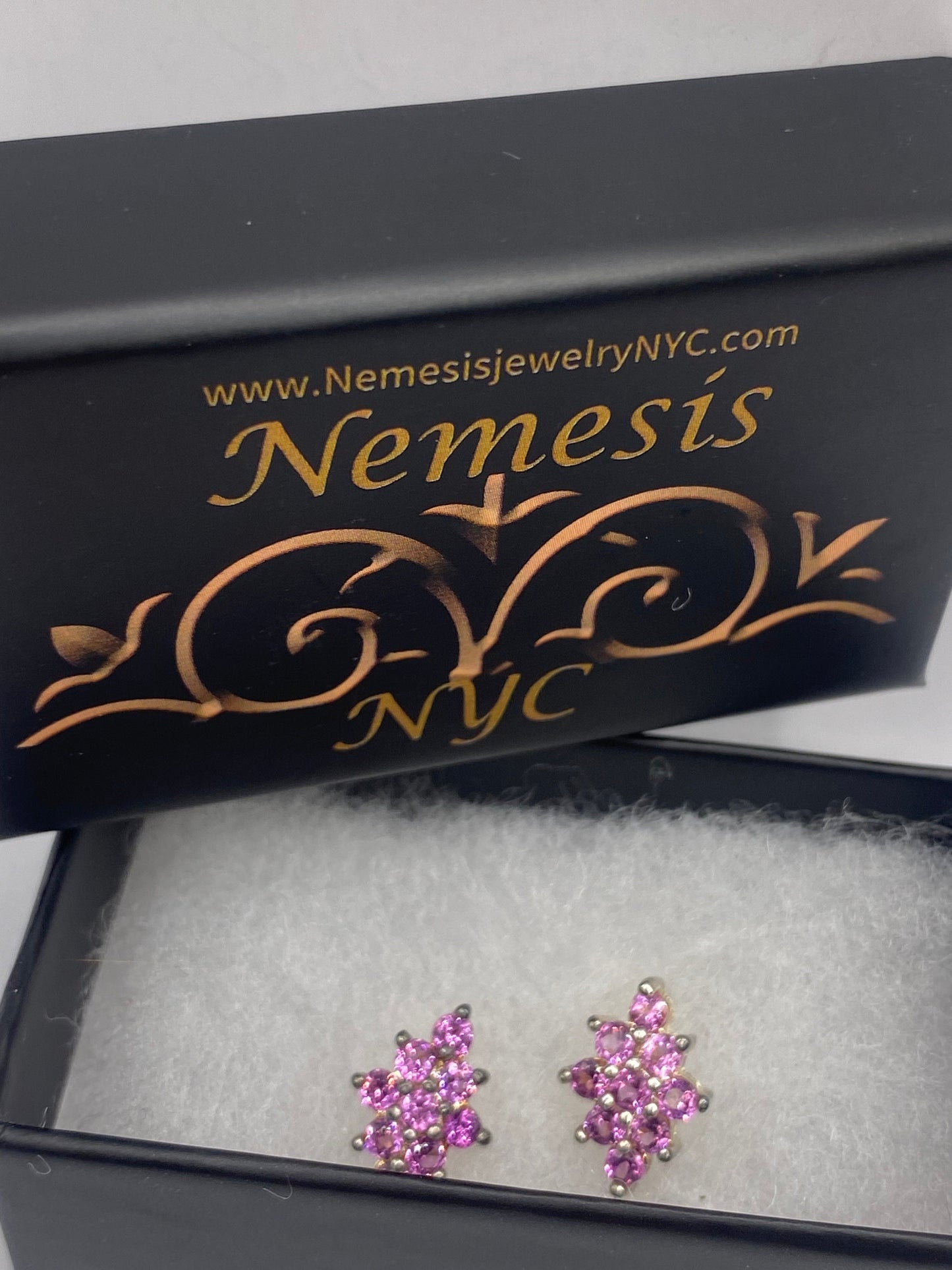 Vintage 925 Sterling Silver Red Tourmaline Earrings