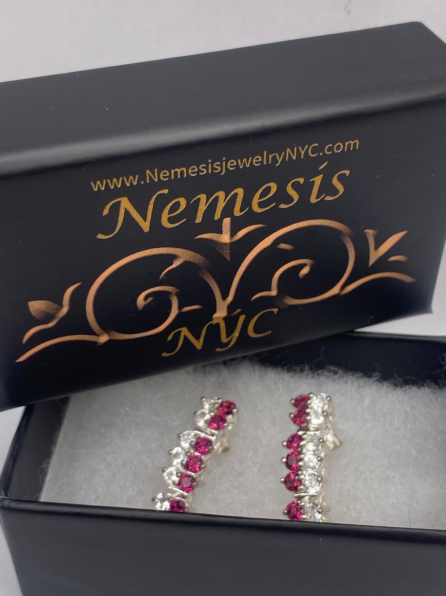 Vintage 925 Sterling Silver Red Tourmaline Earrings