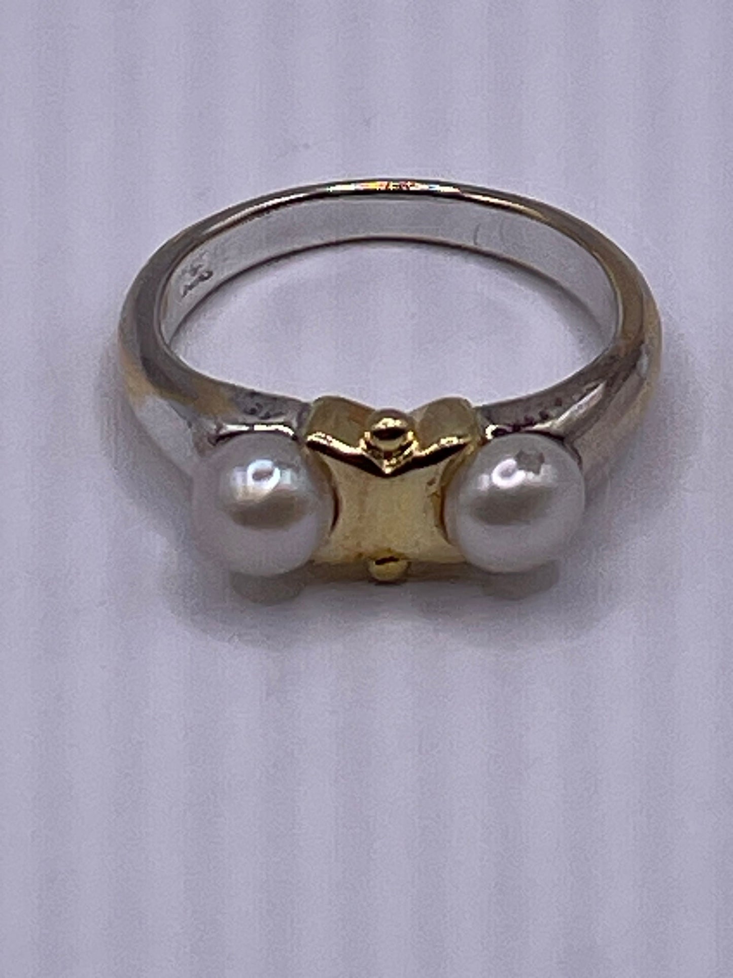 Vintage Cultured Pearl 925 Sterling Silver Ring