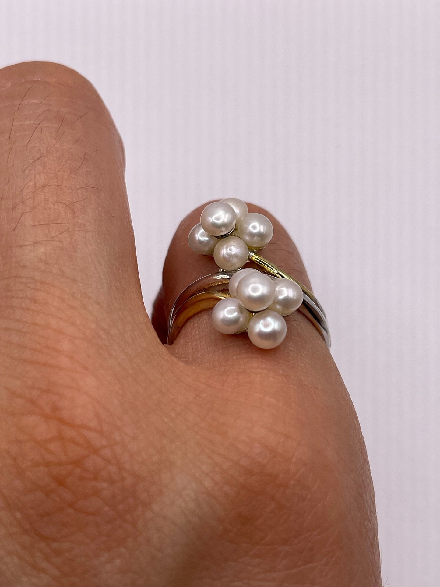 Vintage Cultured Pearl 925 Sterling Silver Ring