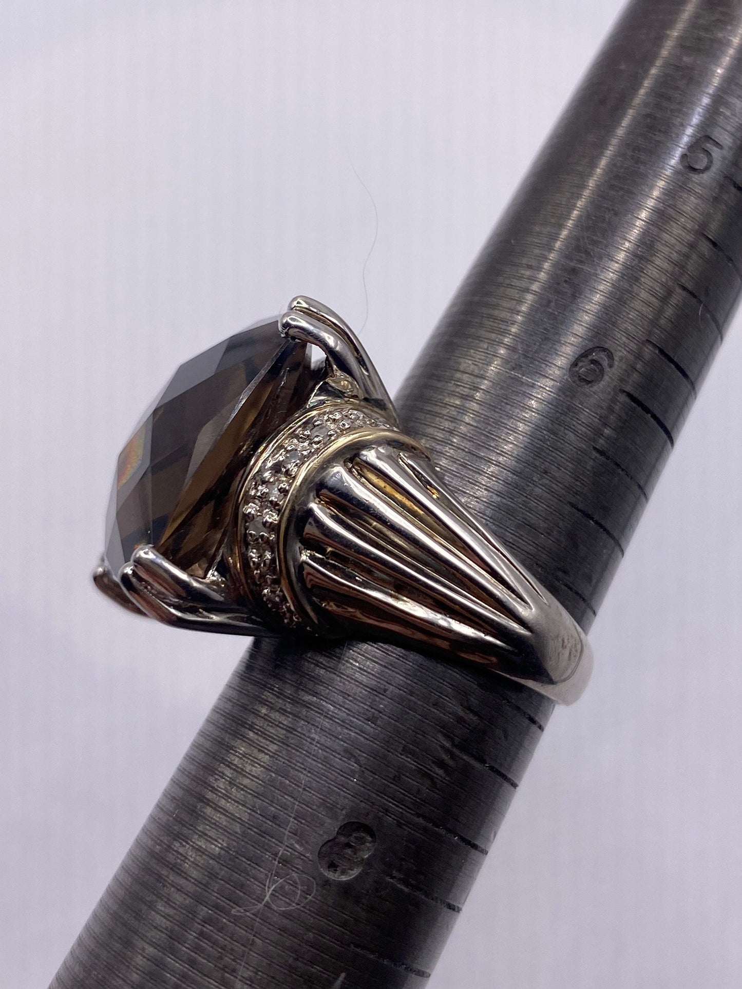 Vintage Smoky Topaz Ring 925 Sterling Silver