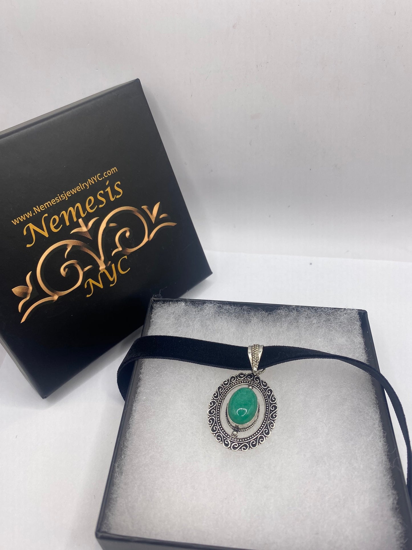 Vintage Green Raw Emerald Crystal Choker Pendant