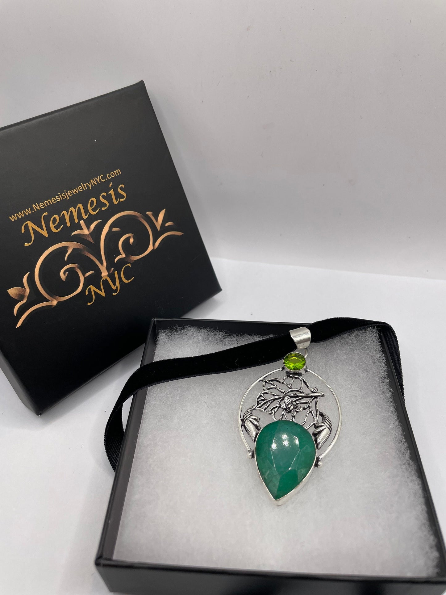 Vintage Green Raw Emerald Crystal Choker Pendant