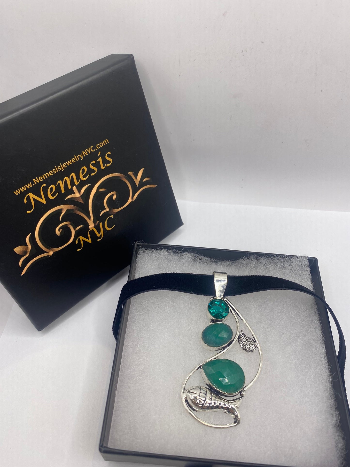 Vintage Green Raw Emerald Crystal Choker Pendant