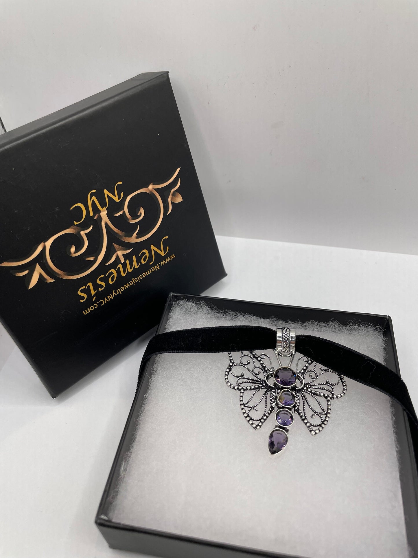 Vintage Moth Choker Smoky Topaz Necklace