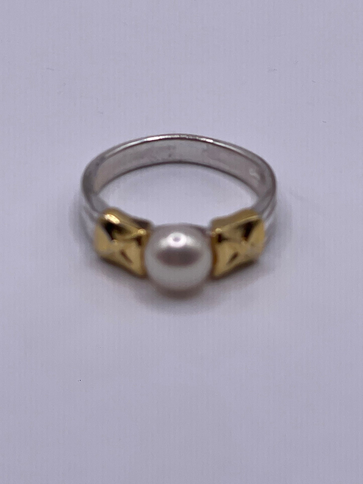 Vintage Cultured Pearl 925 Sterling Silver Ring