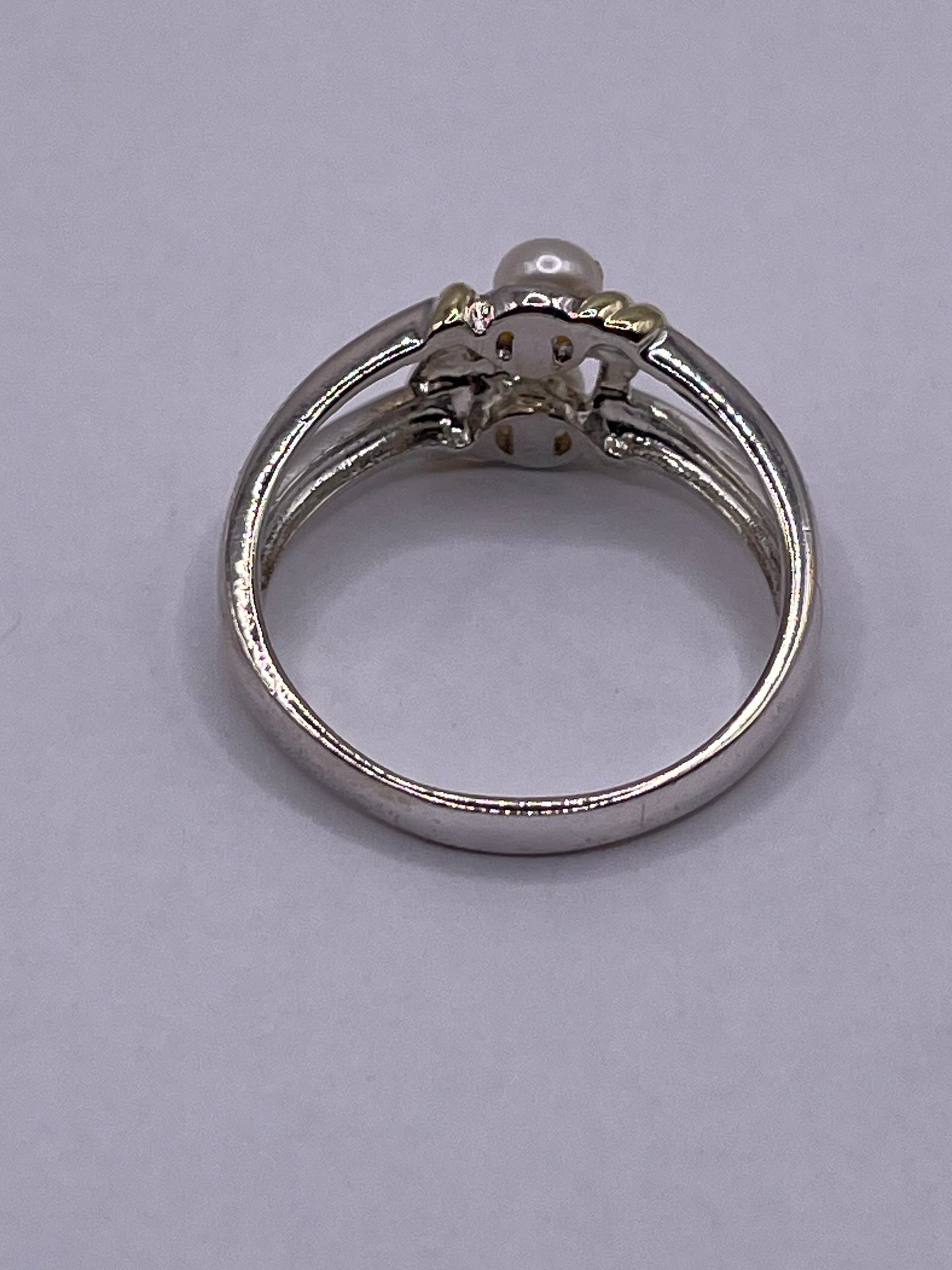 Vintage Cultured Pearl 925 Sterling Silver Ring