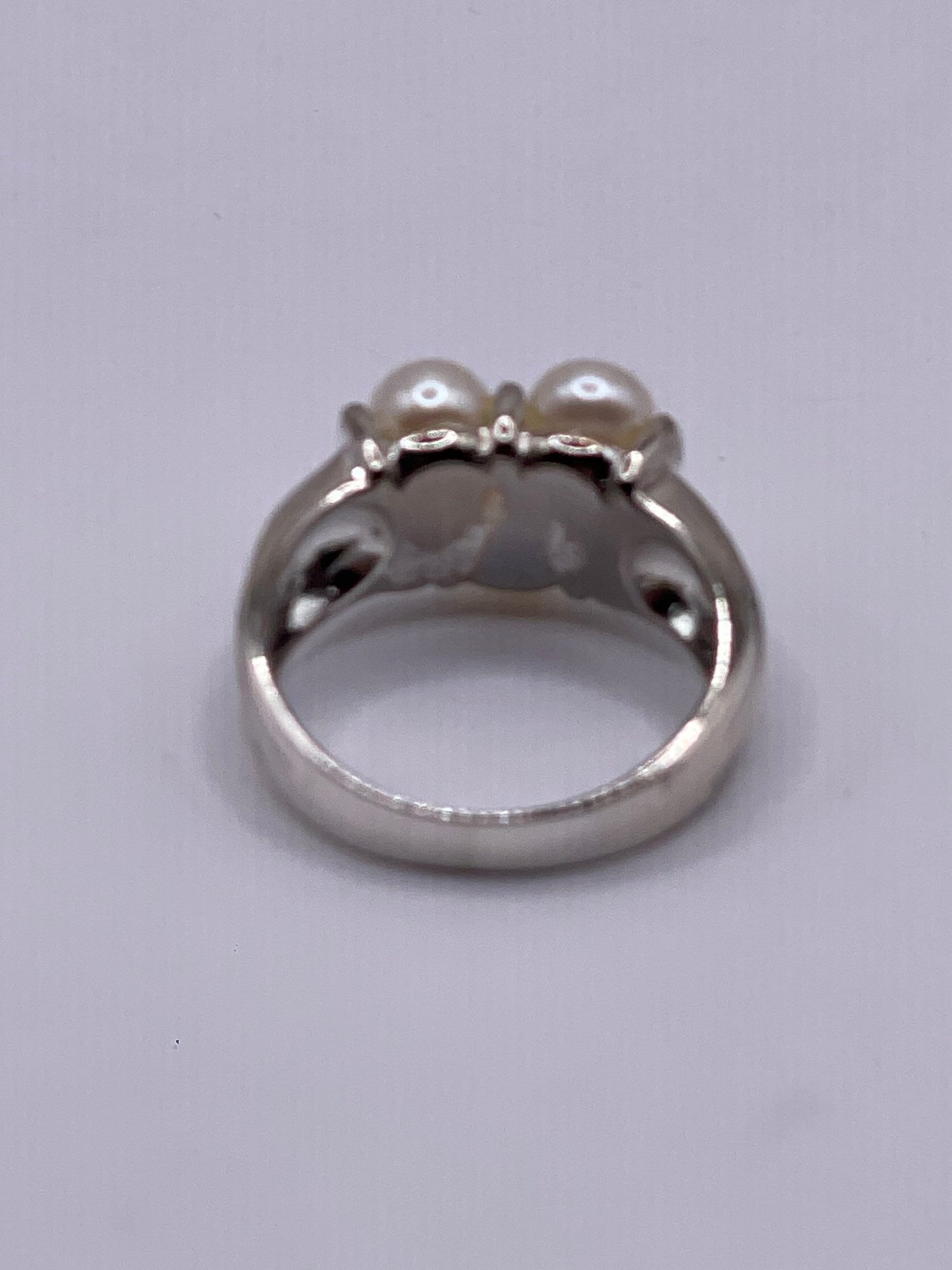 Vintage Cultured Pearl 925 Sterling Silver Ring