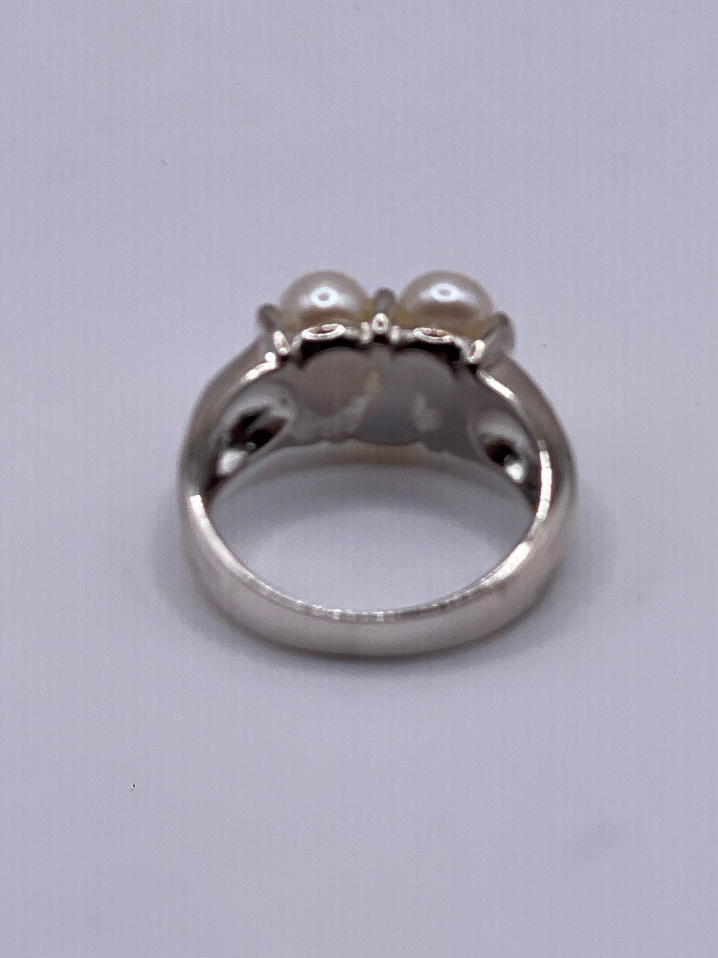 Vintage Cultured Pearl 925 Sterling Silver Ring