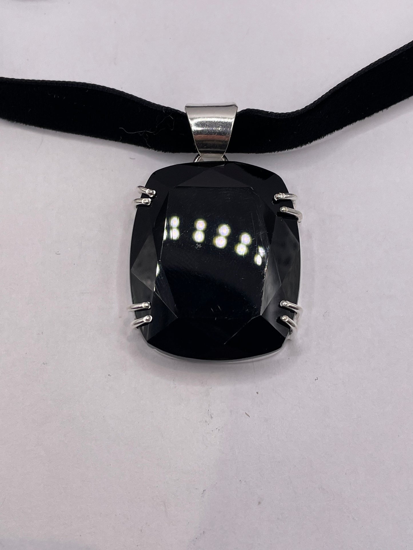 Vintage Heart Antique Black Jet Glass Choker Necklace