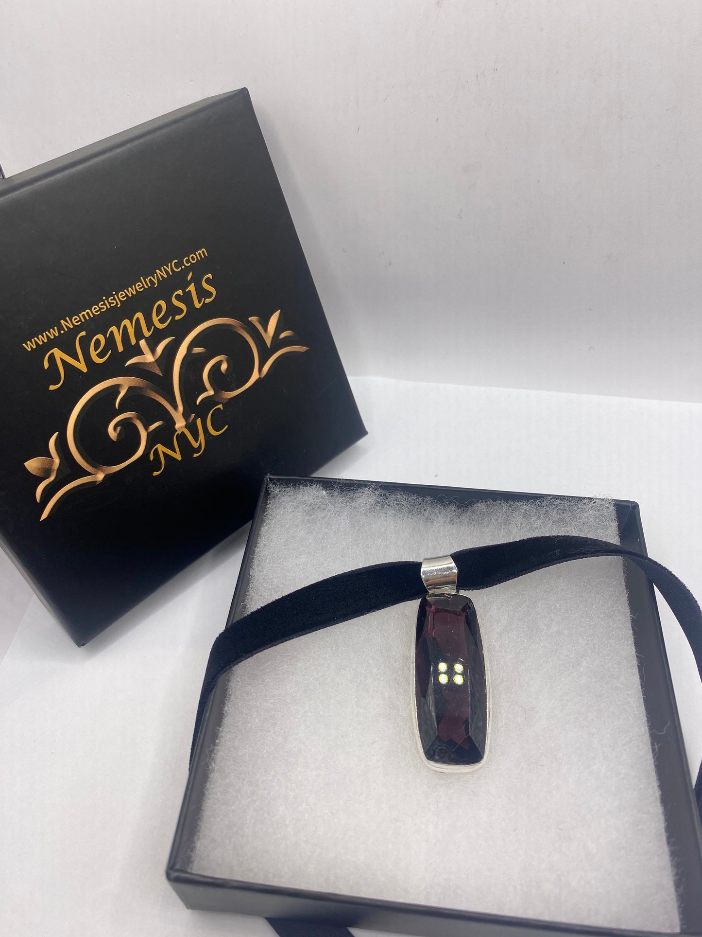 Vintage Silver Finished Genuine Facetted Antique Volcanic Glass Choker Necklace