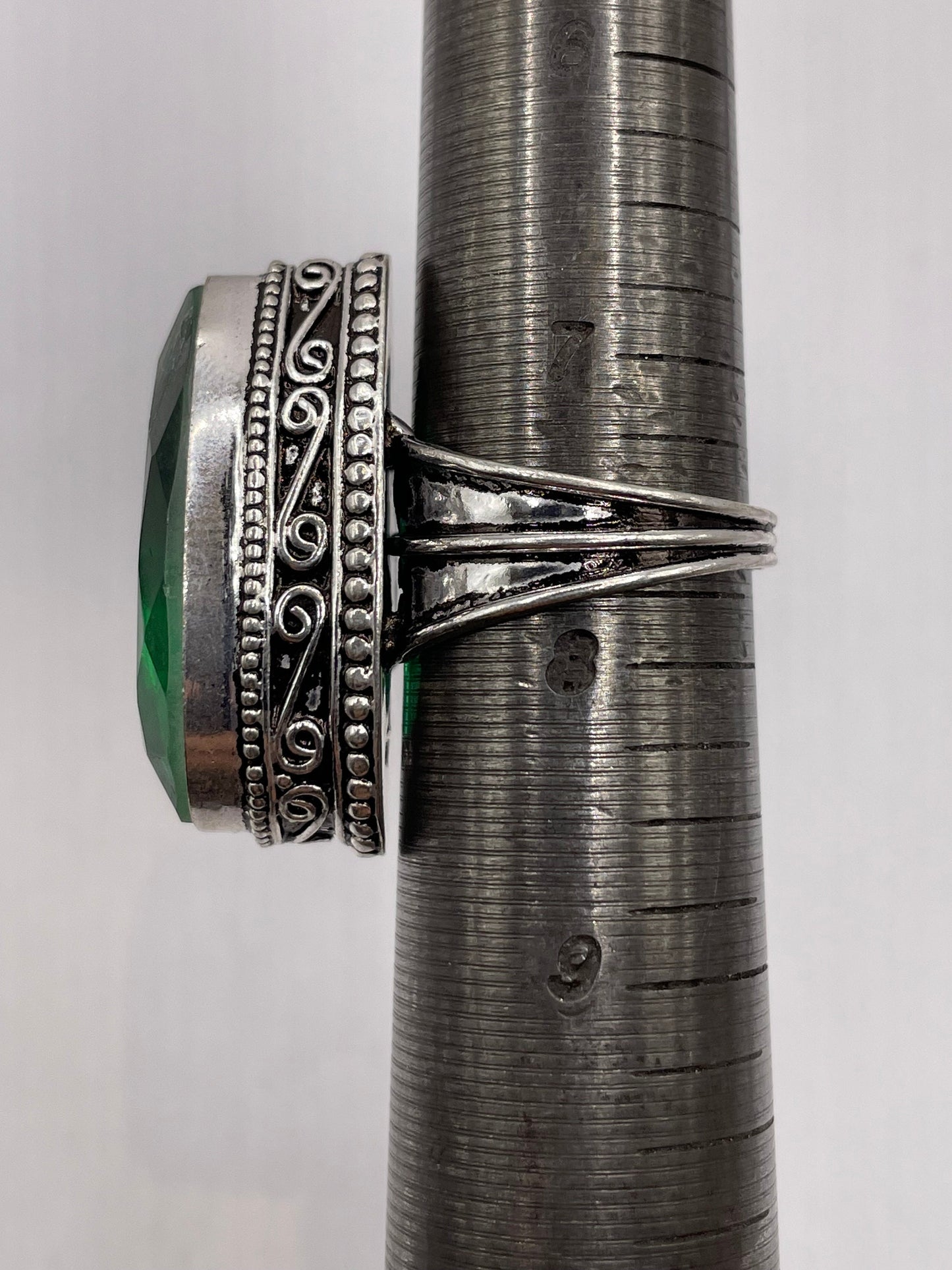 Vintage Aqua Vintage Art Glass Cocktail Ring Size 8.5