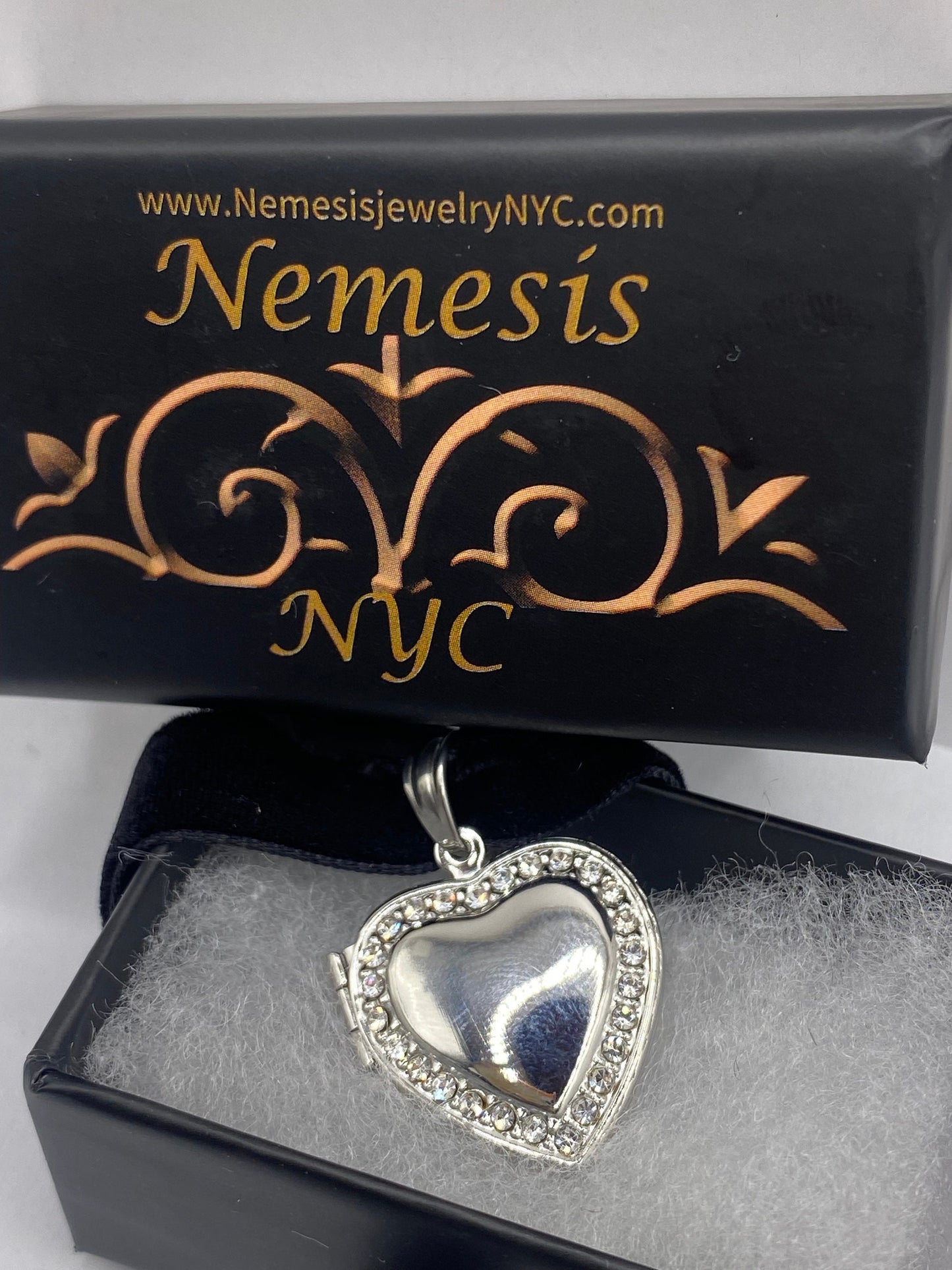 Vintage Silver Locket | Tiny Heart Photo Charm Stainless Steel Deco Etched Choker Necklace