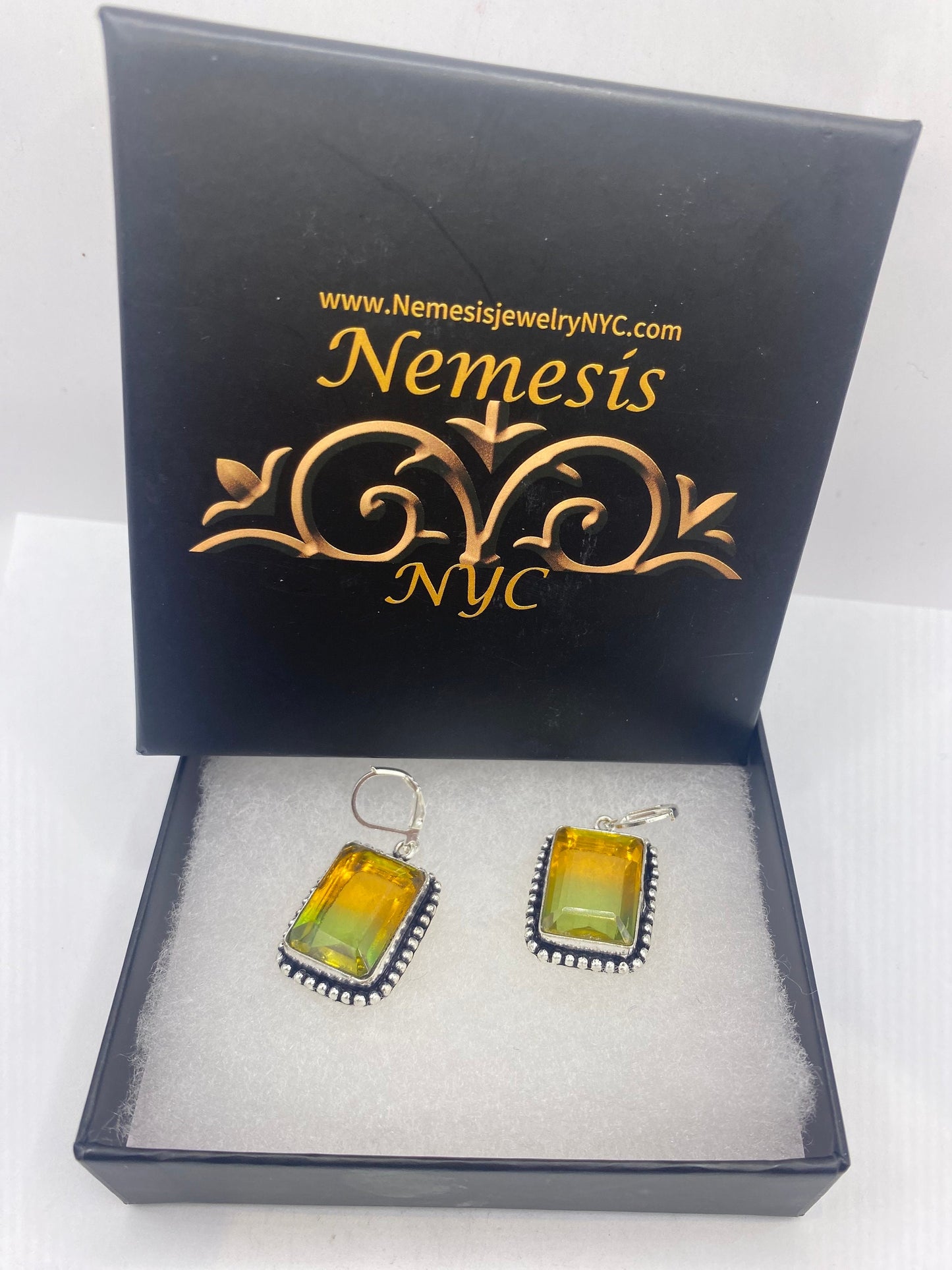 Antique Vintage Shaded Glass Silver Dangle Earrings