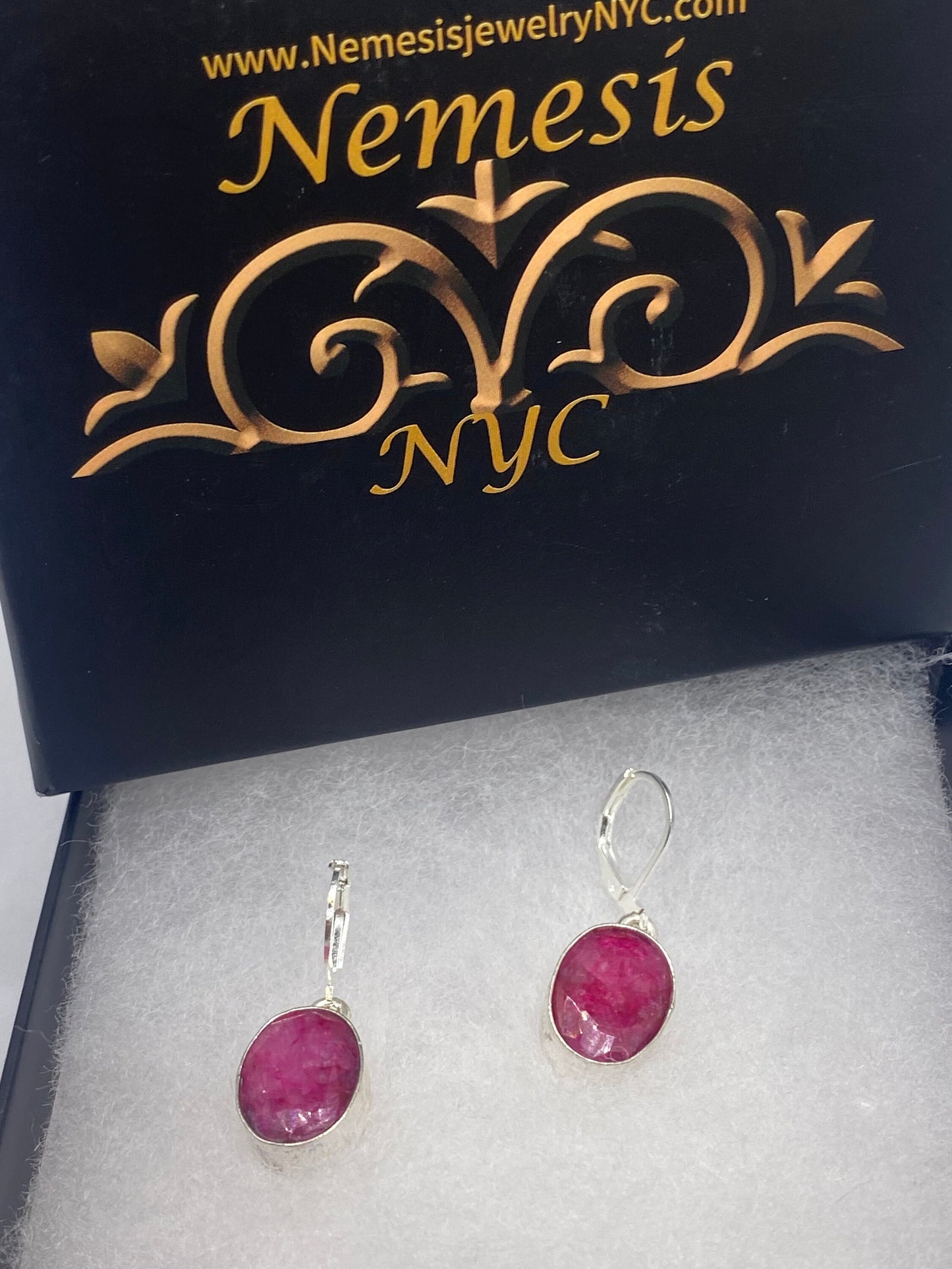 Vintage Pink Raw Ruby Earrings 925 Sterling Silver Leverback