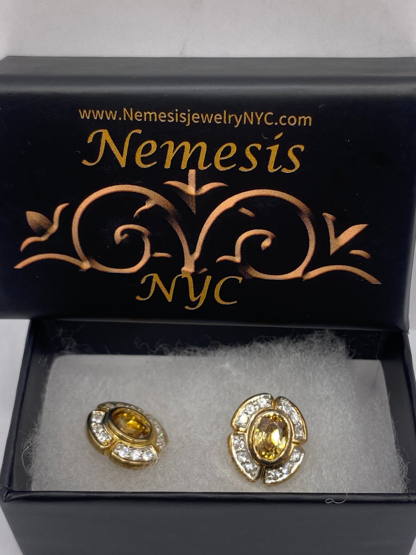 Vintage Citrine Earrings 925 Sterling Silver Drop Dangle