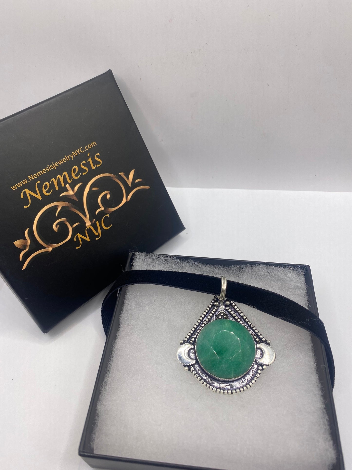 Vintage Green Raw Emerald Crystal Choker Pendant