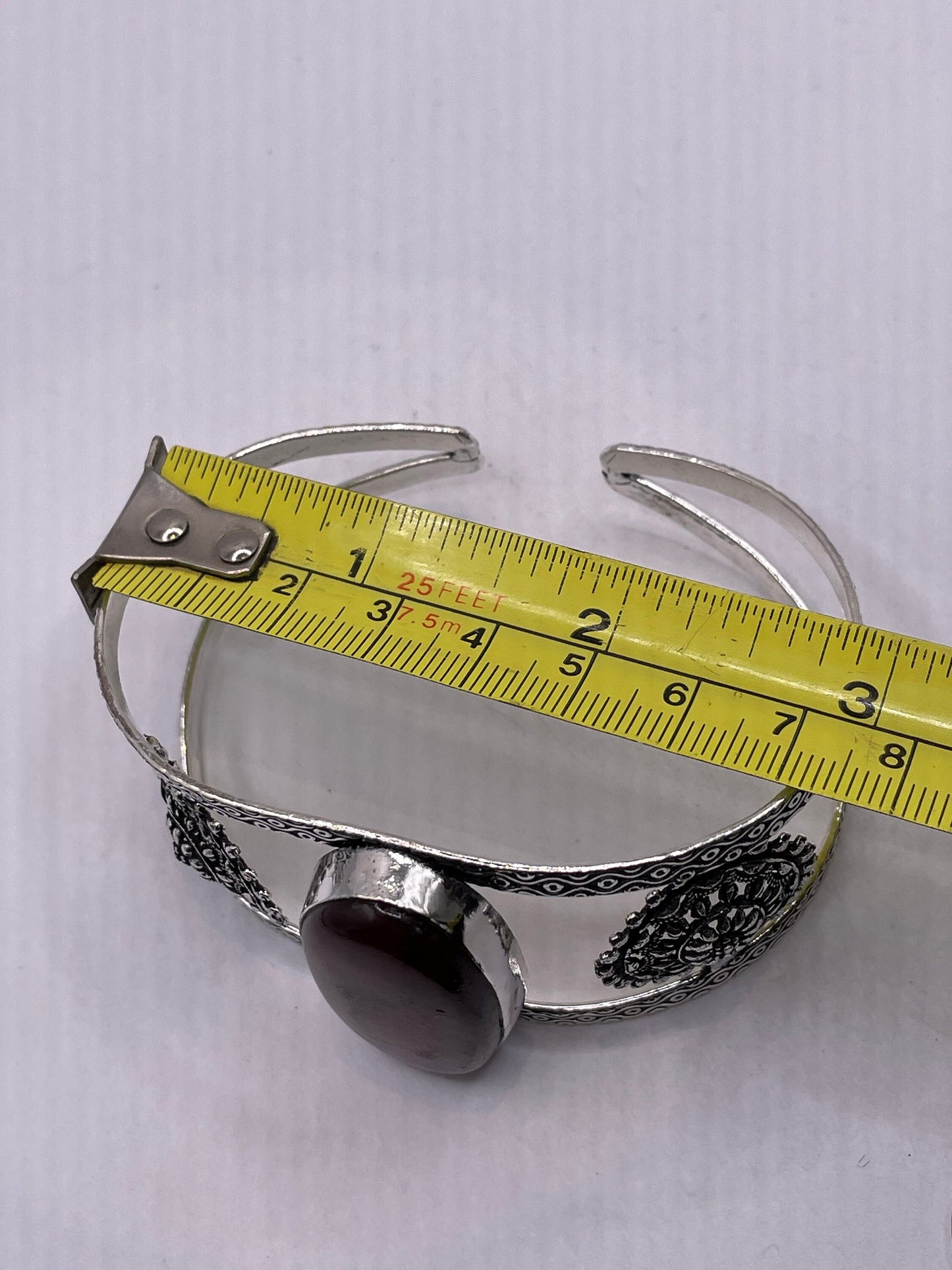 Vintage Red Labradoite Bangle Cuff Bracelet