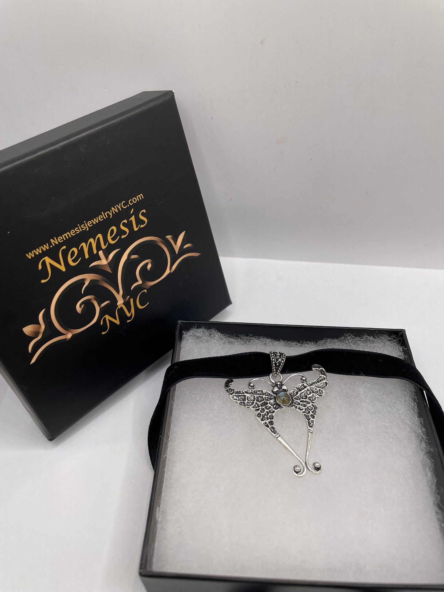 Vintage Lunar Moth Choker Rainbow Moonstone Necklace