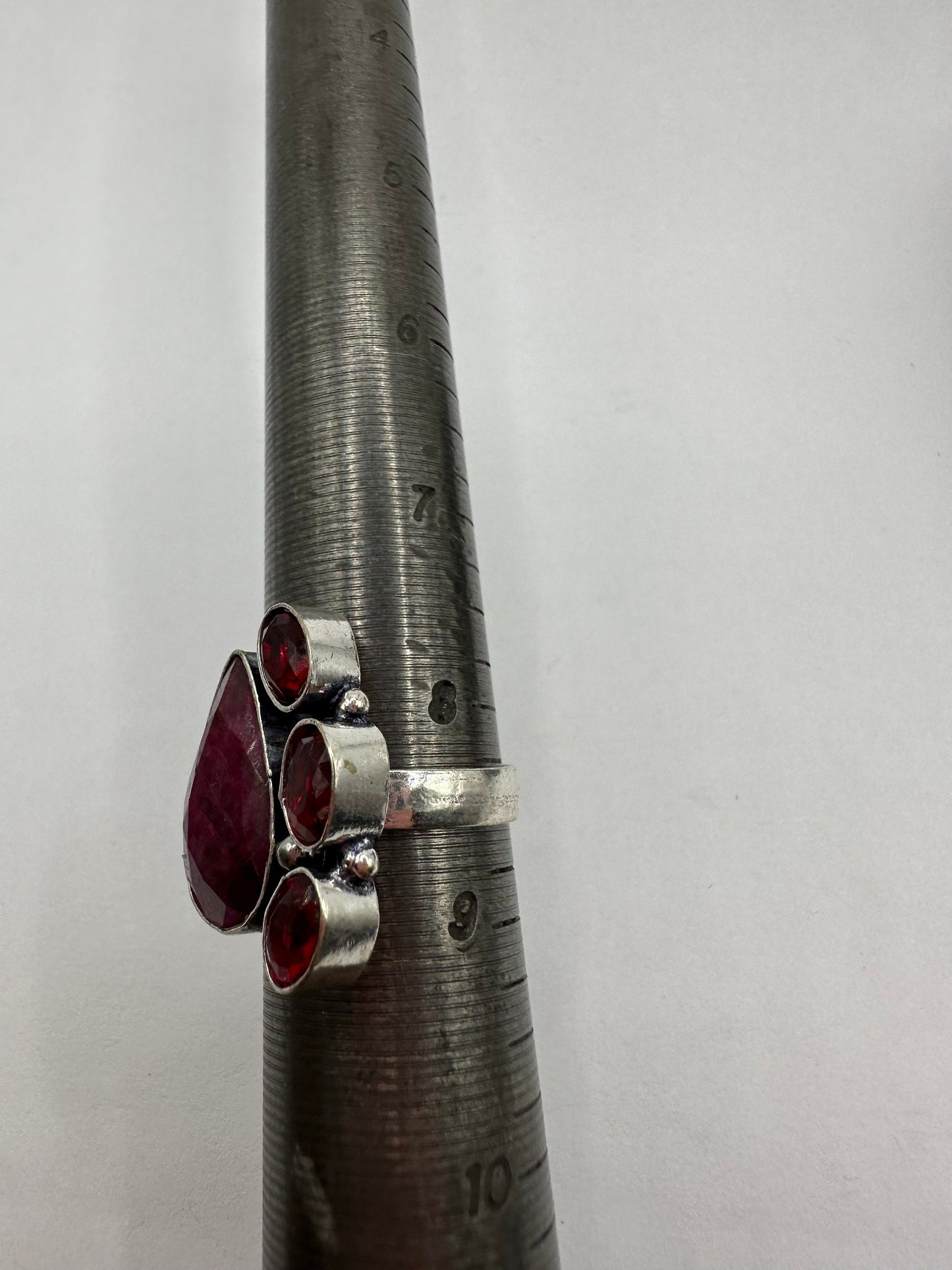 Vintage Handmade Raw Pink Ruby Silver Gothic Ring