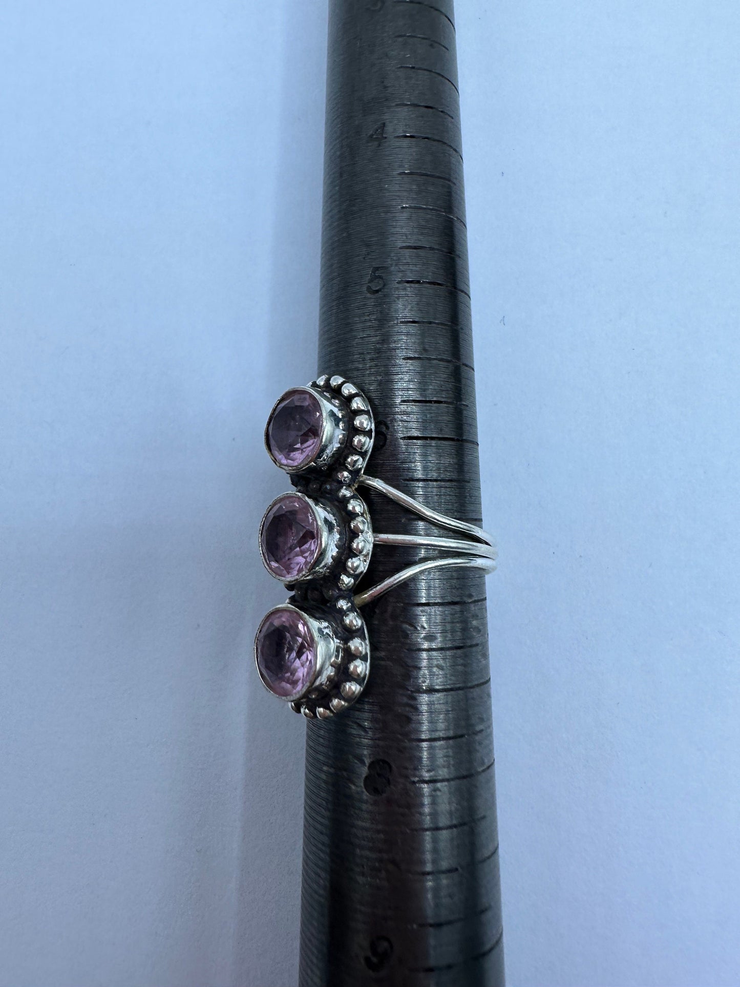 Vintage 1970's Genuine Rose Quartz Silver Statement Ring