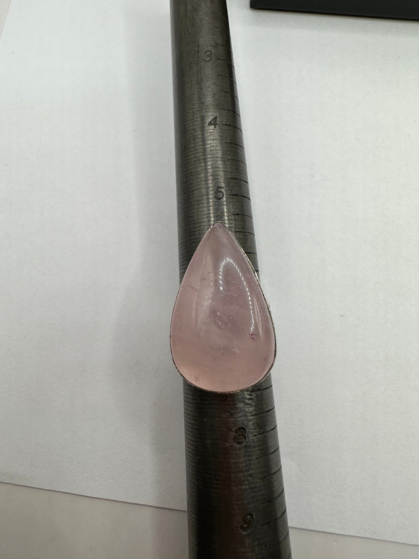 Vintage 1970's Genuine Rose Quartz Silver Statement Ring