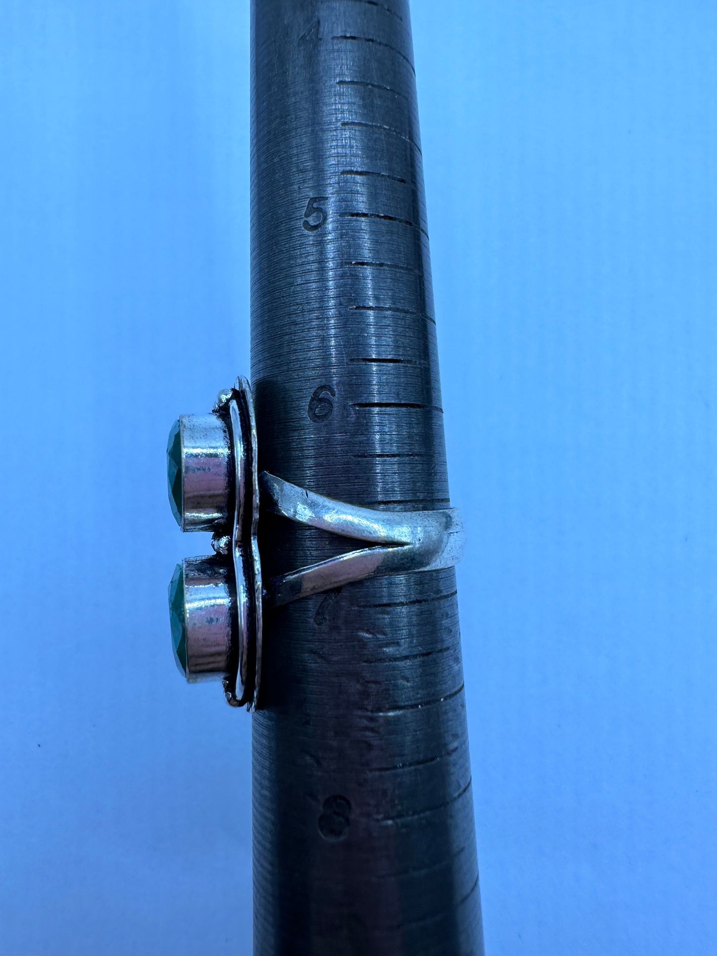 Vintage Green Raw Emerald Silver Bronze Statement Boho Ring