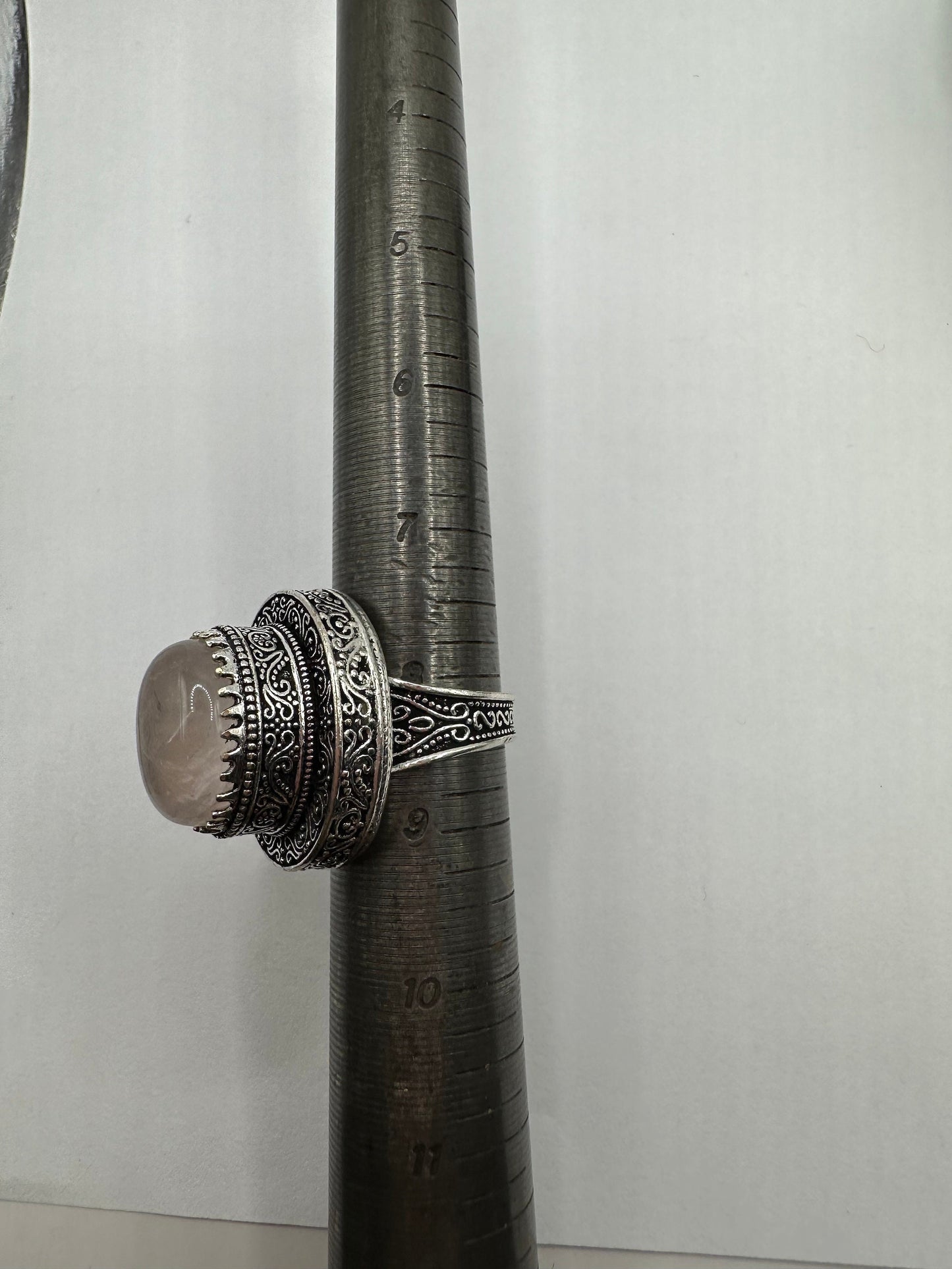 Vintage Genuine Rose Quartz Silver Ring