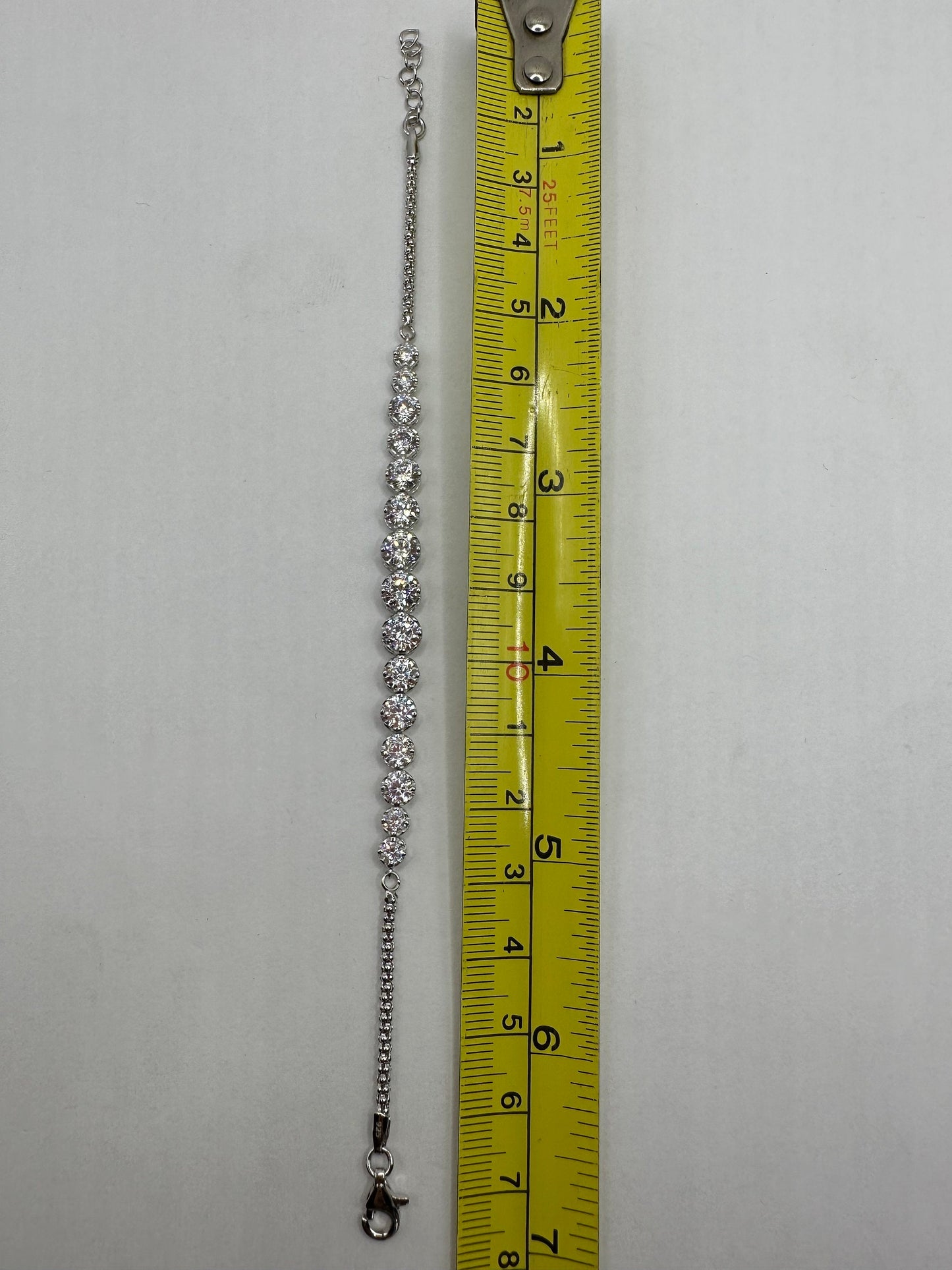 Vintage Cubic Zirconia Tennis Bracelet | 925 Sterling Silver, 7 inch
