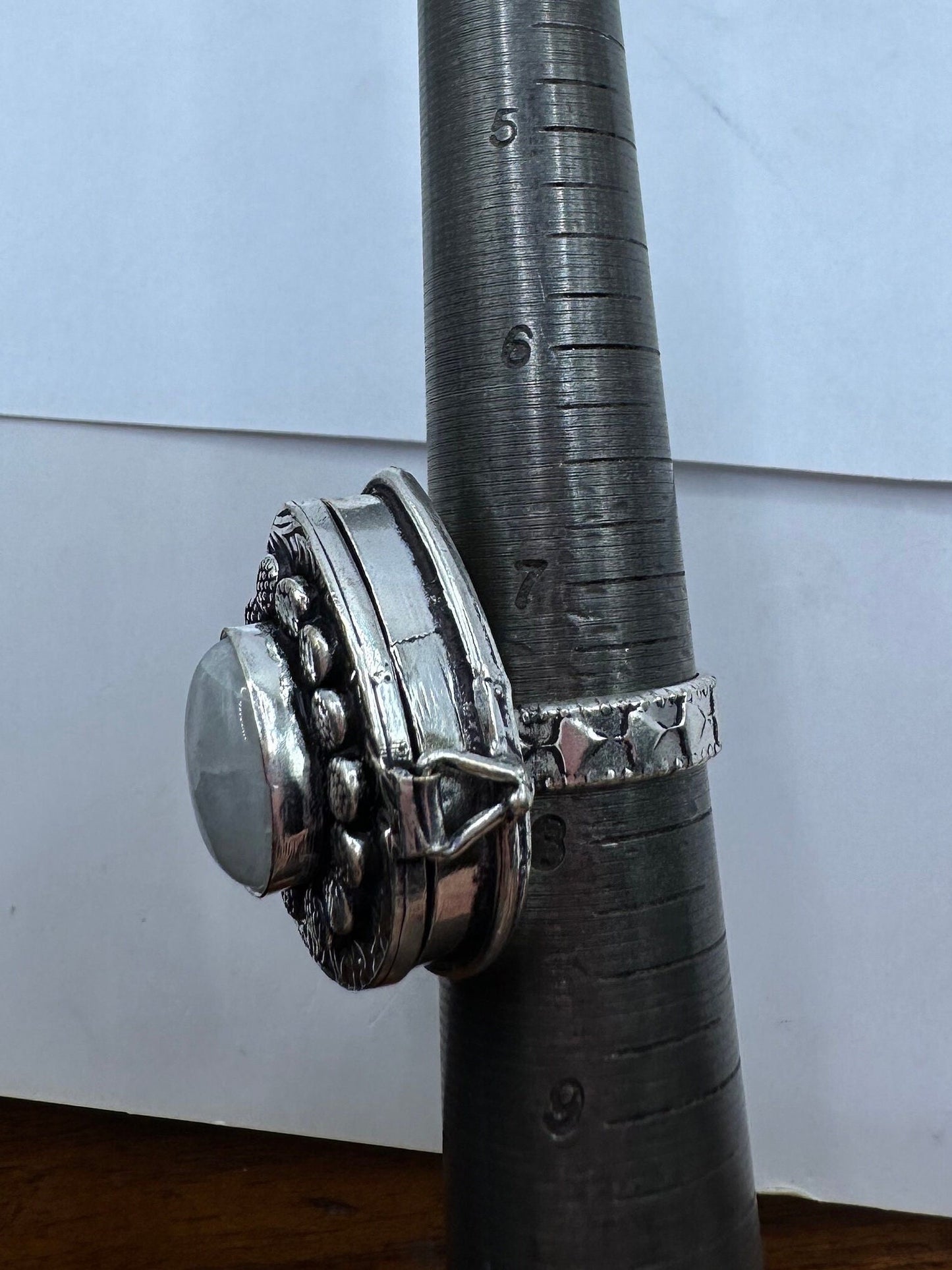 Vintage White Bronze Poison Pillbox Ring