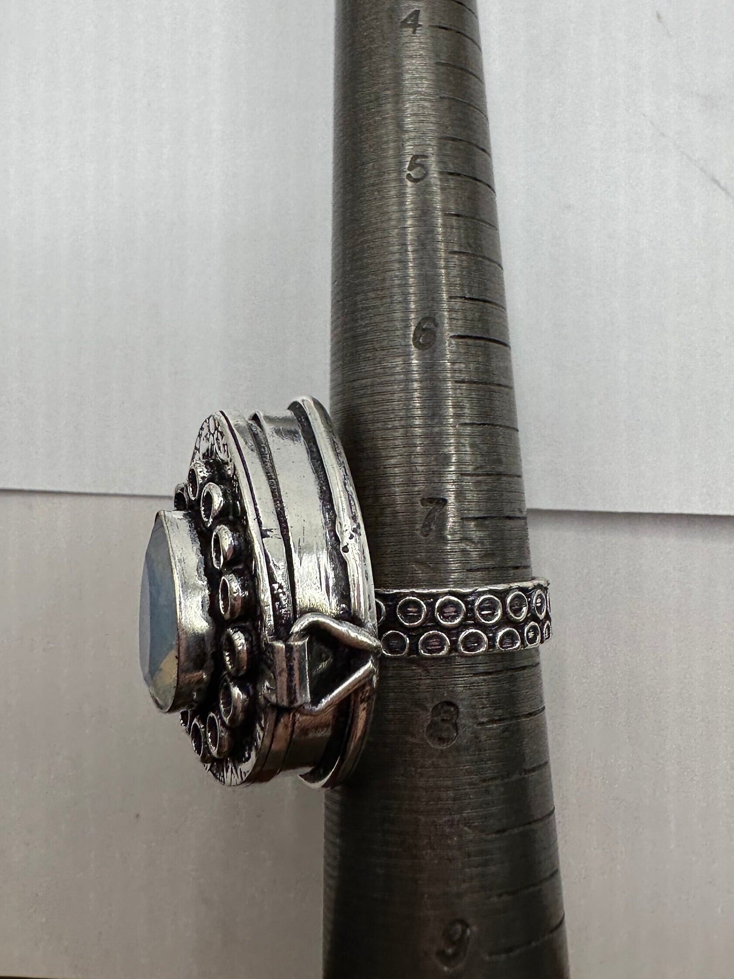 Vintage White Bronze Poison Pillbox Ring