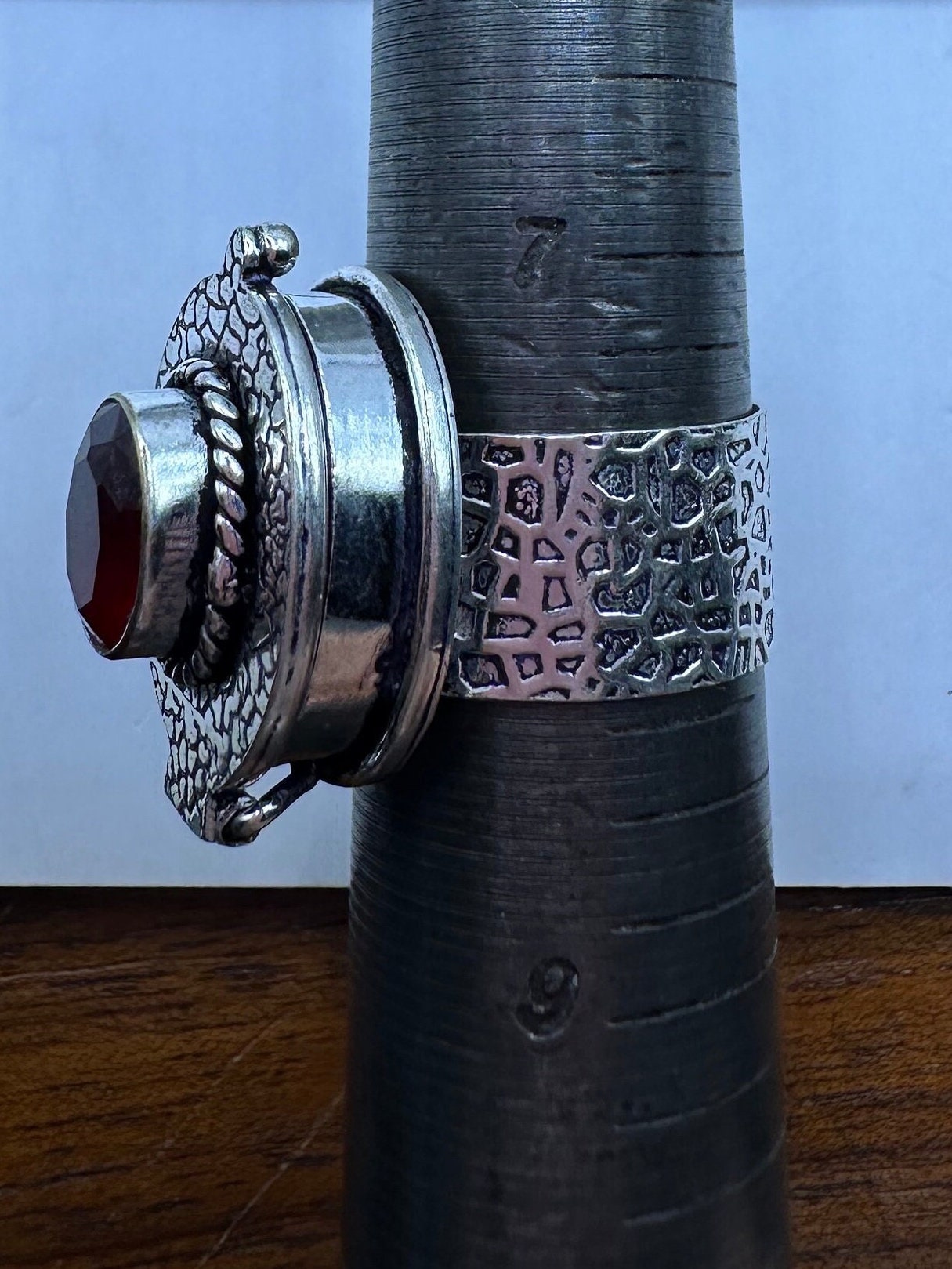 Vintage White Bronze Poison Pillbox Ring