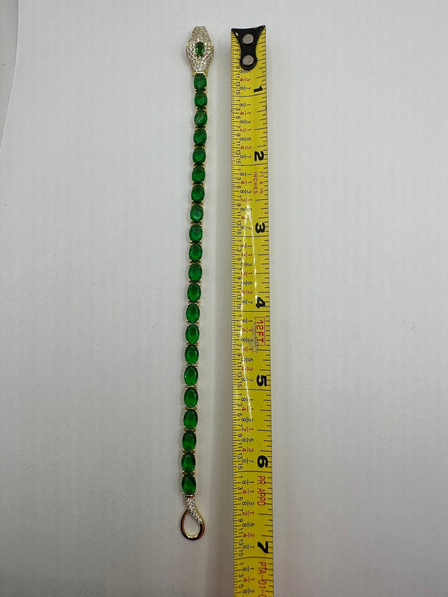 Vintage Green Cubic Zirconia 925 Sterling Silver Snake Tennis Bracelet