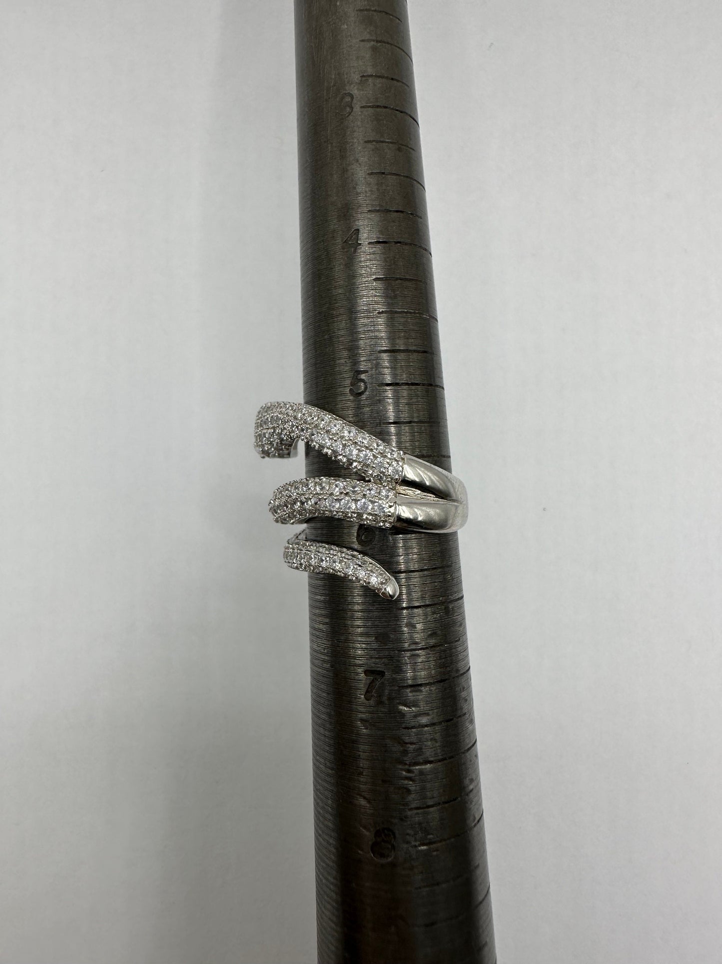 Vintage Snake Ring 925 Sterling Silver Crystal Size 7