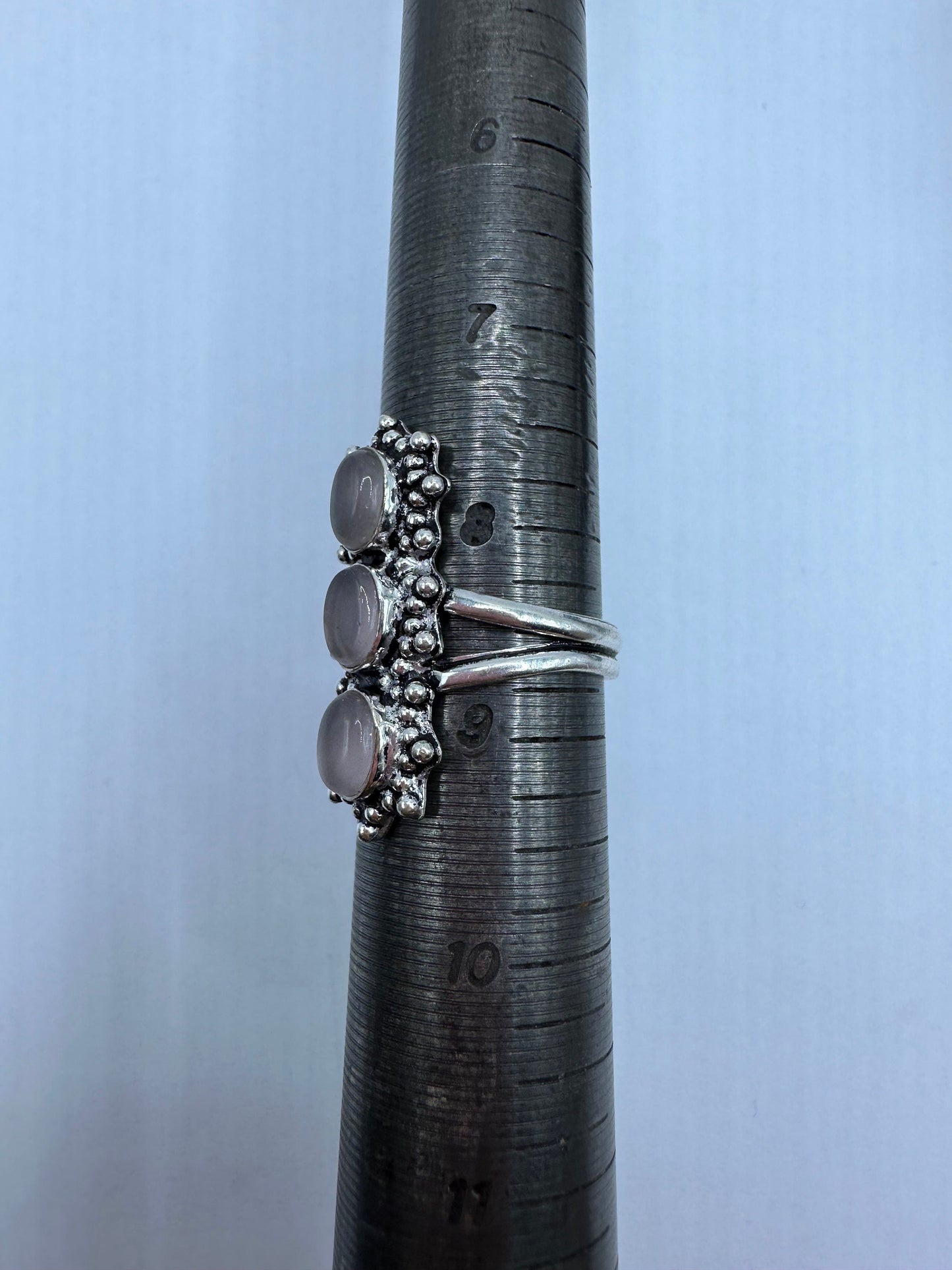Vintage Genuine Rose Quartz Silver Ring
